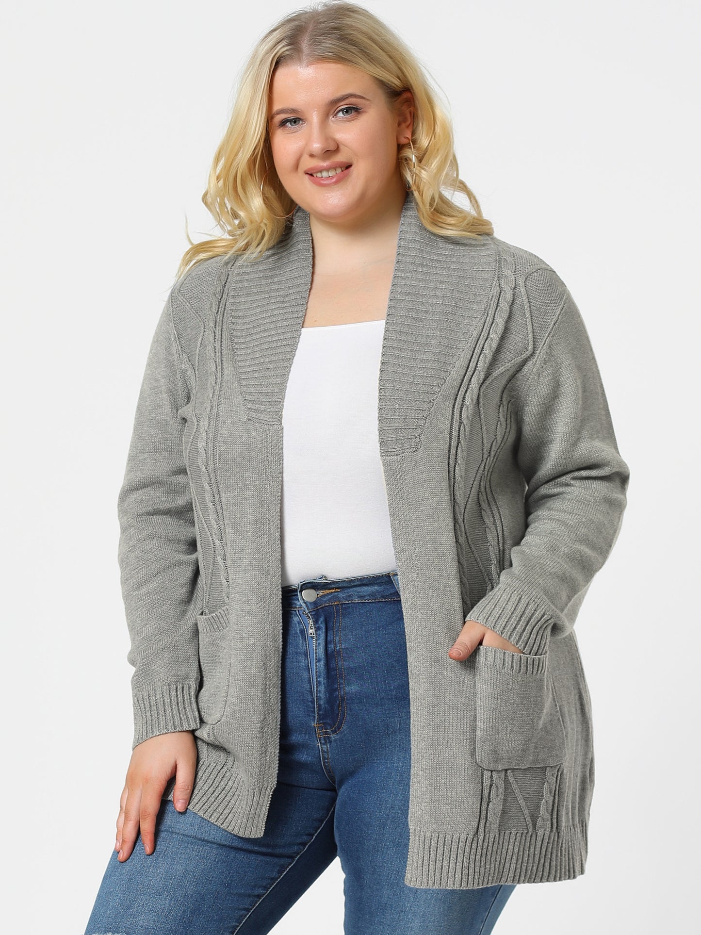 Women's Plus Size Classic Cardigan Sweaters Long Sleeve with Pockets Lightweight Cardigans