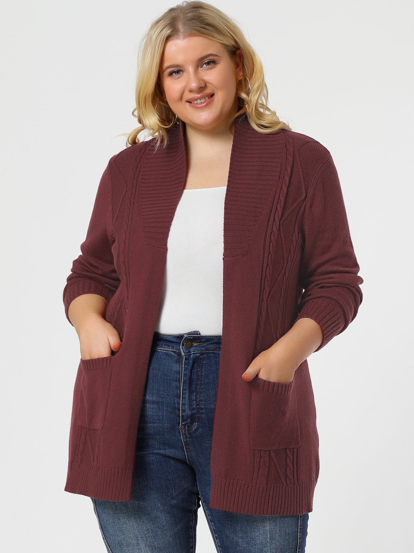 Women's Plus Size Classic Cardigan Sweaters Long Sleeve with Pockets Lightweight Cardigans