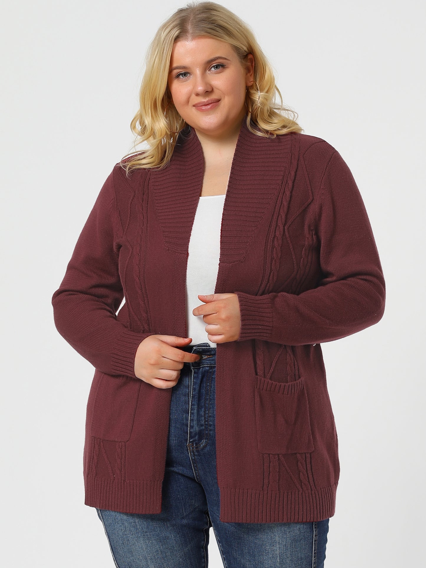 Women's Plus Size Classic Cardigan Sweaters Long Sleeve with Pockets Lightweight Cardigans