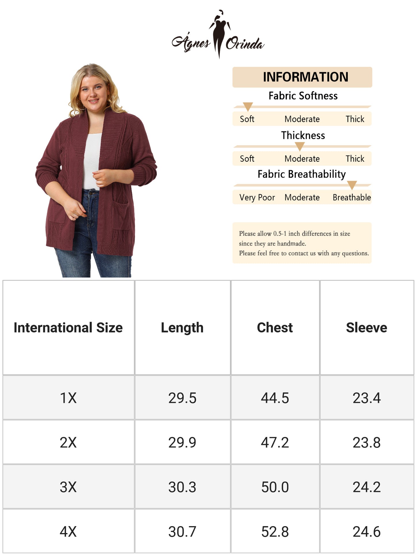 Women's Plus Size Classic Cardigan Sweaters Long Sleeve with Pockets Lightweight Cardigans