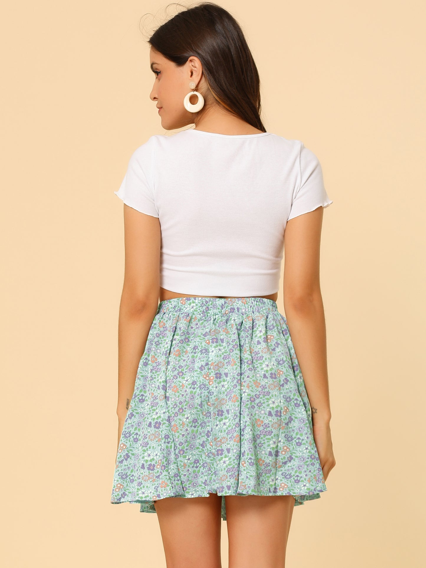Minifalda plisada con estampado floral de verano para mujer
