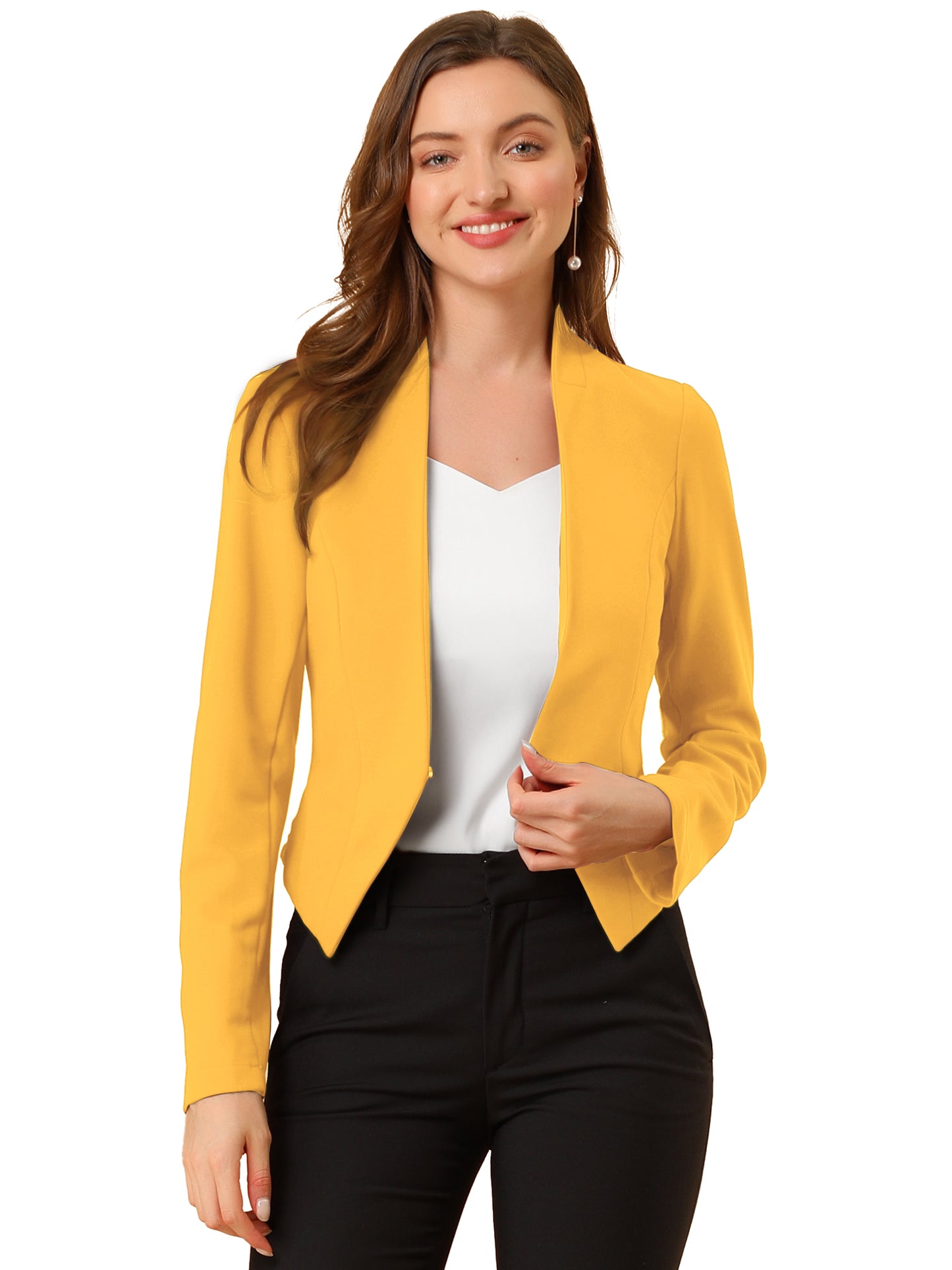 Women's Business Casual Collarless Cropped Blazer Jacket