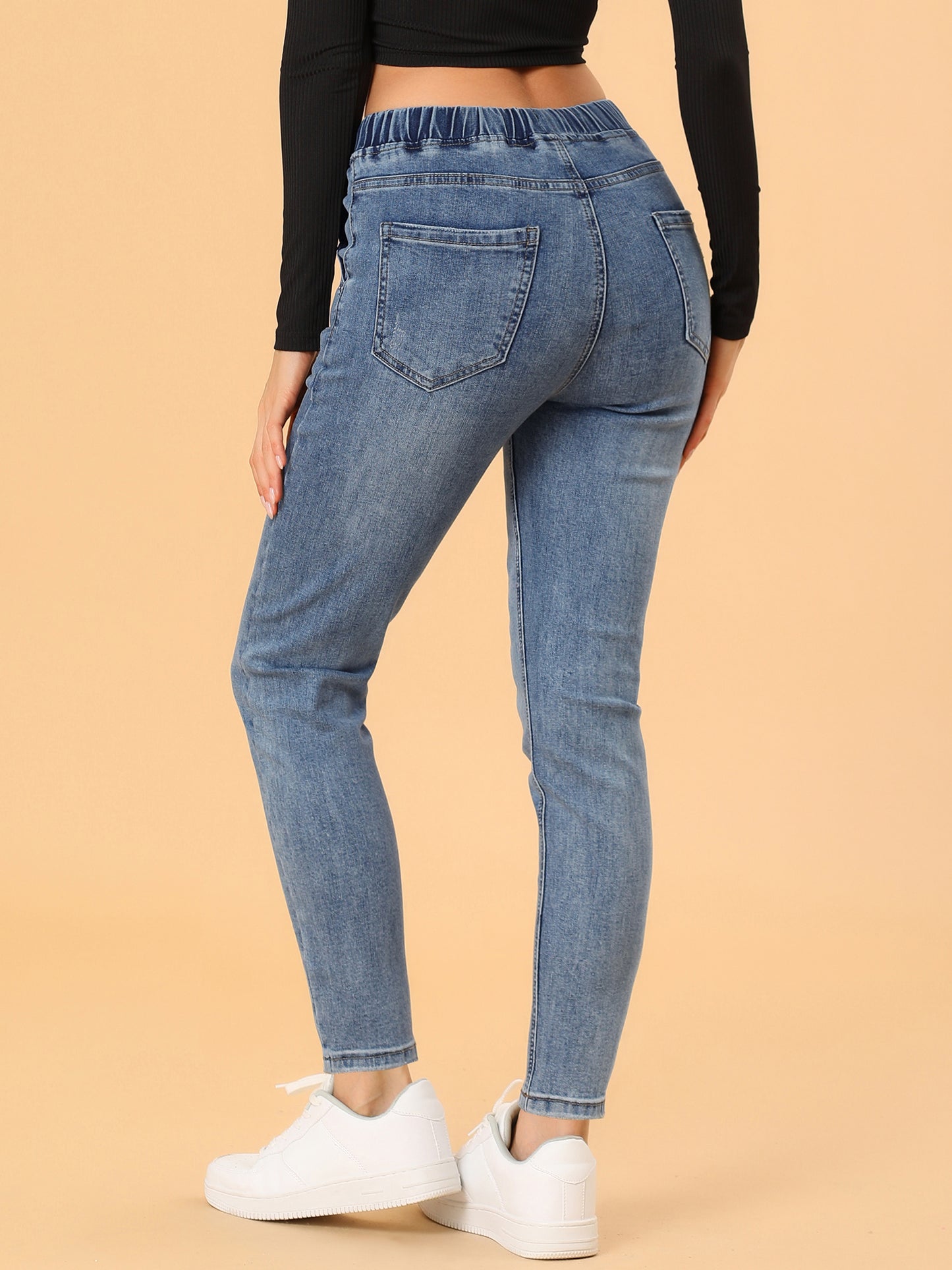Women's Skinny Jeans High Waisted Drawstring Casual Stretch Denim Pants