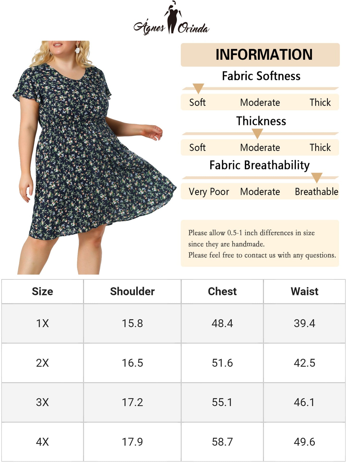 Women Plus Size Summer V Neck Flare Sleeve Sundress Peplum Midi Ruffle Dress