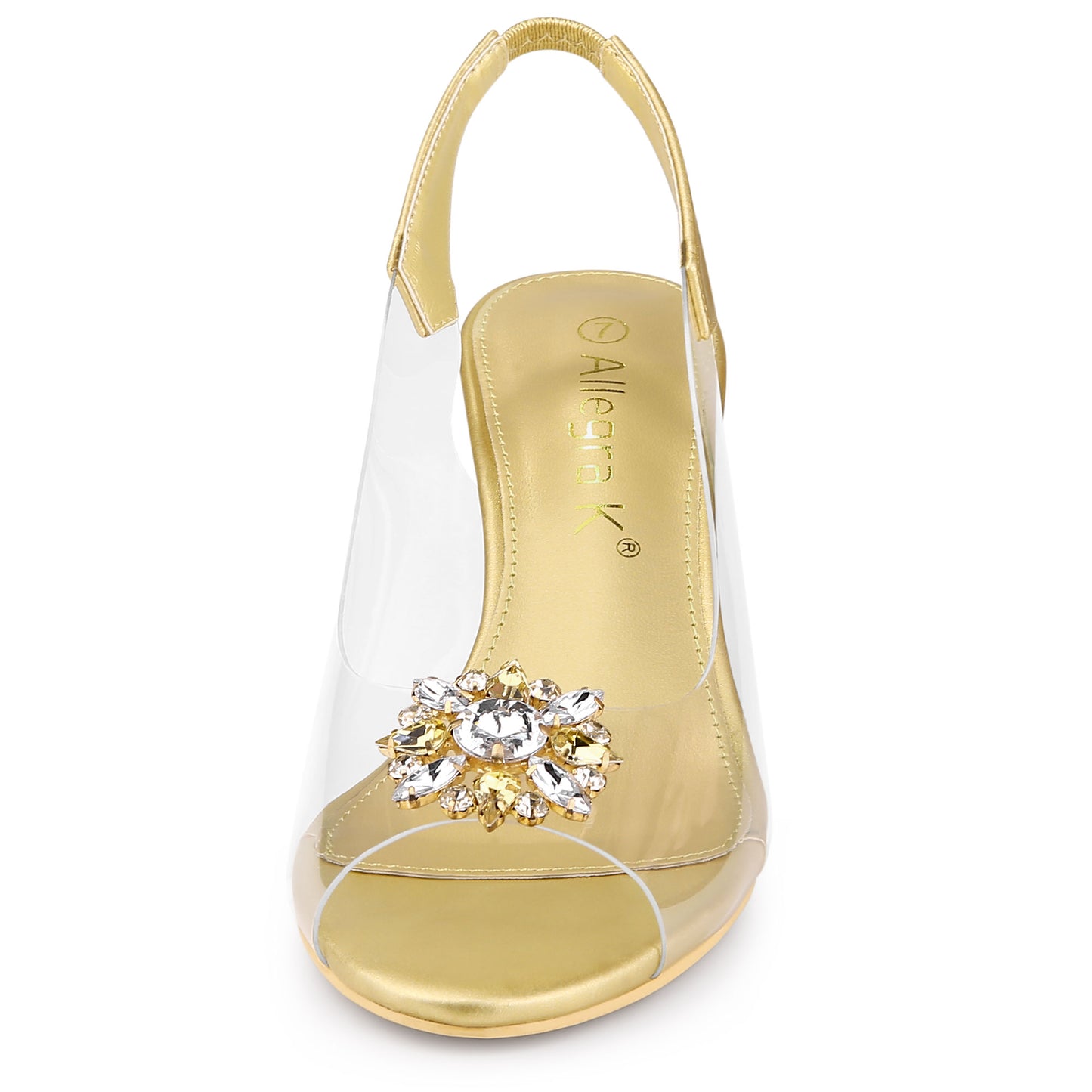 Sandalias de mujer con punta abierta, tacones de cuña transparentes y diamantes de imitación