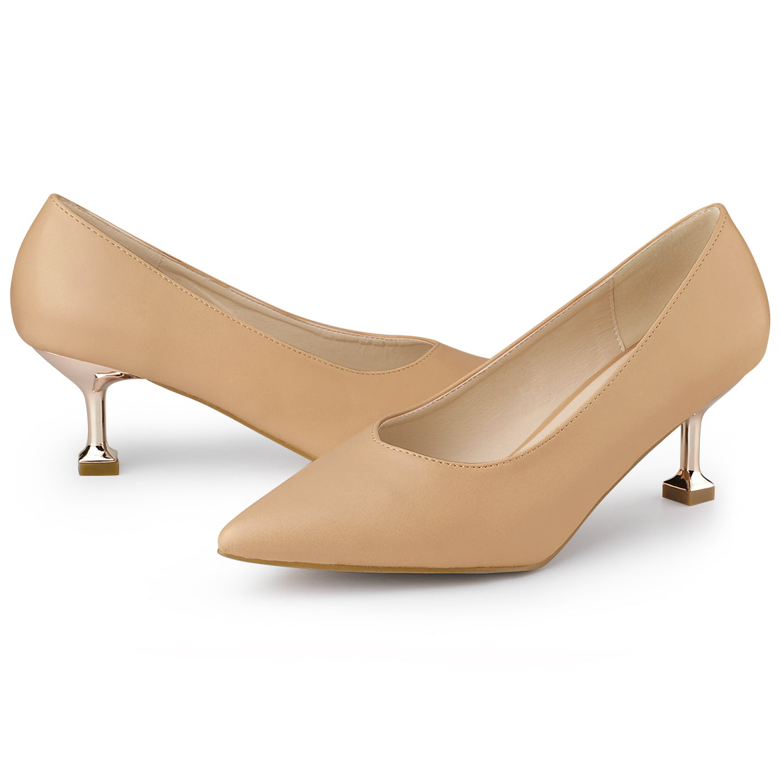 Women's Pointed Toe Low Kitten Heel Pumps
