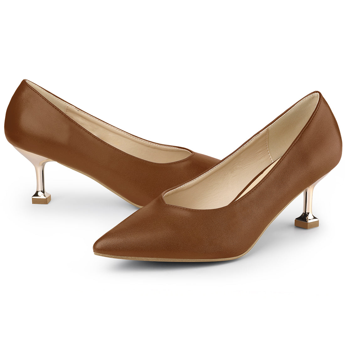 Women's Pointed Toe Low Kitten Heel Pumps