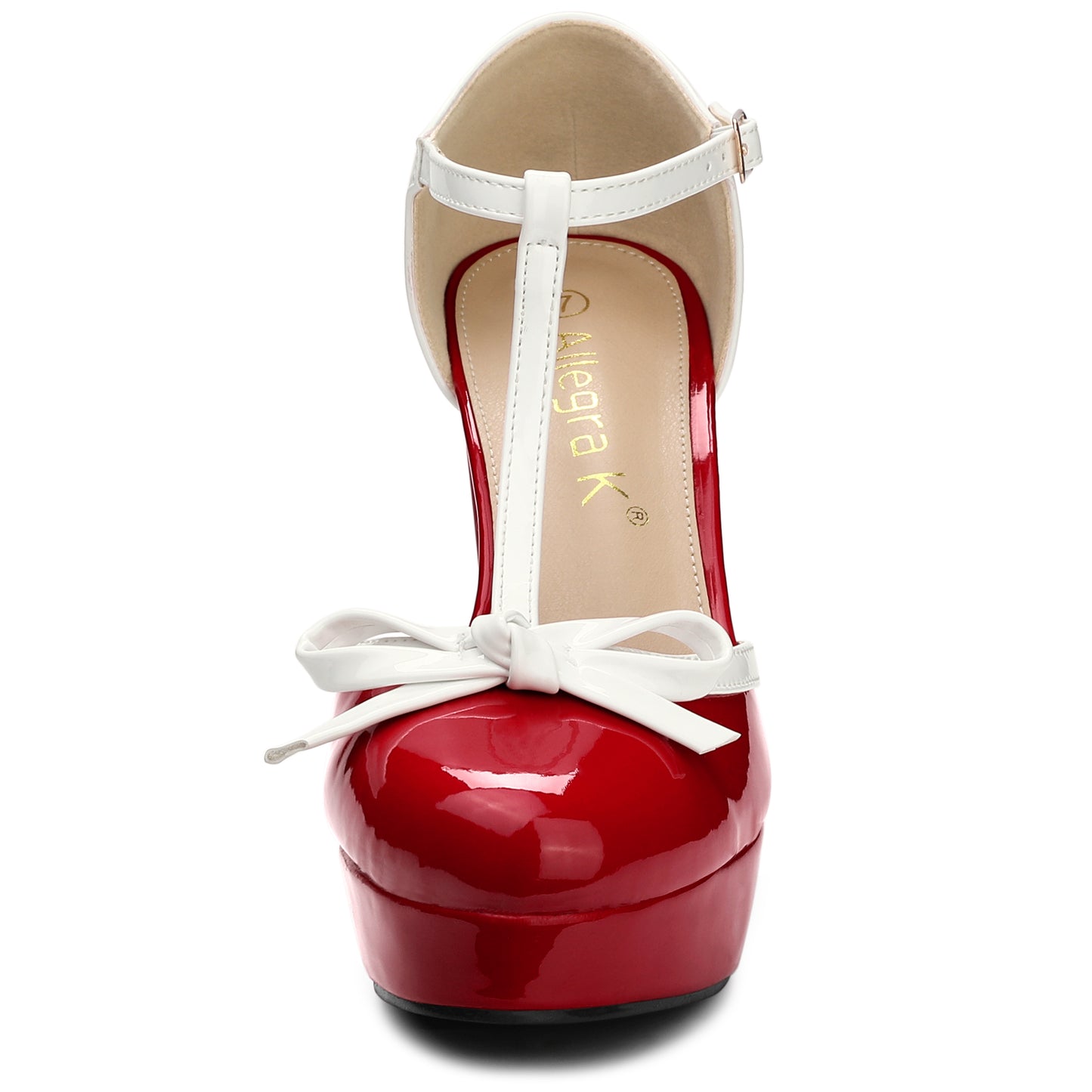 Zapatos de tacón grueso con plataforma y lazo en T para mujer