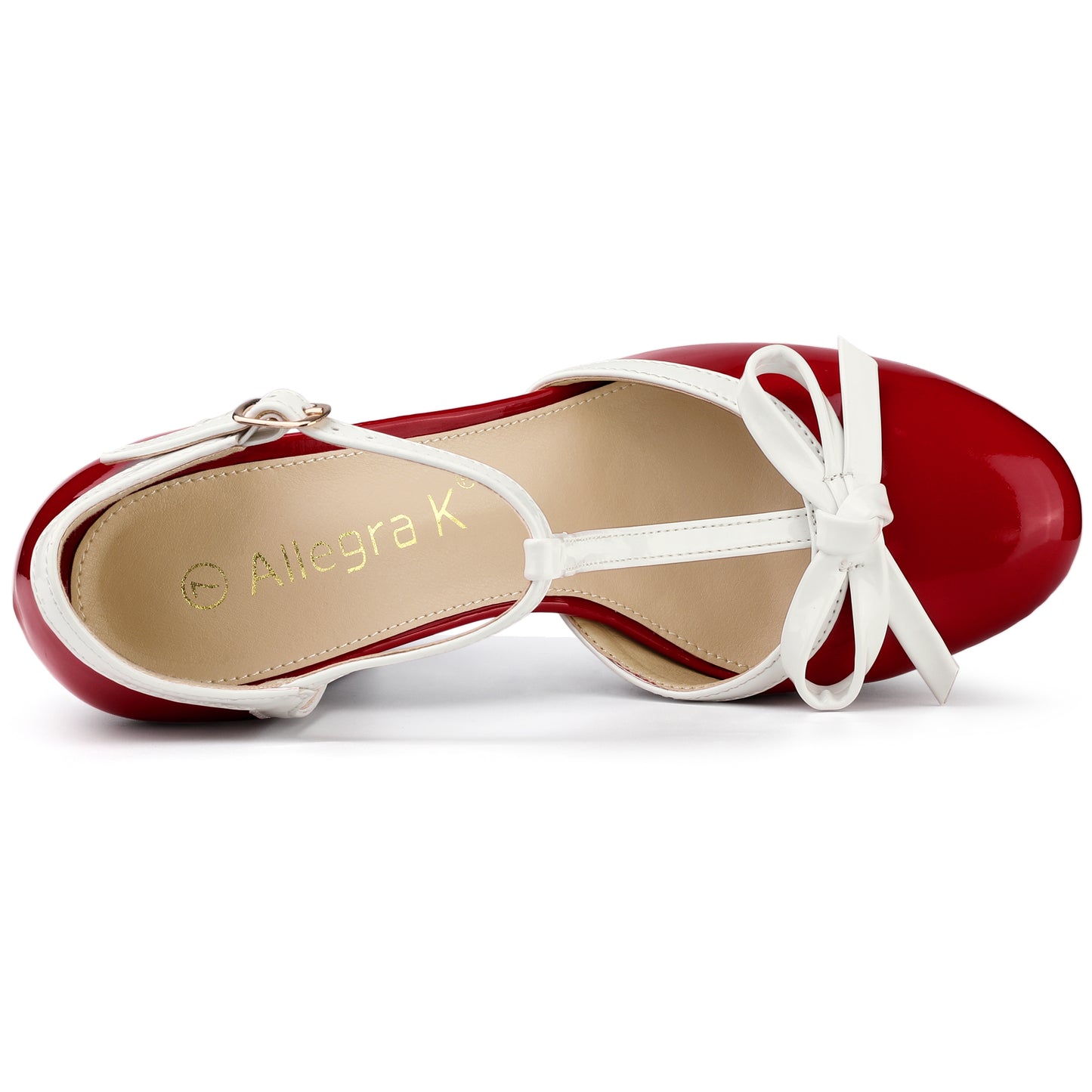 Zapatos de tacón grueso con plataforma y lazo en T para mujer