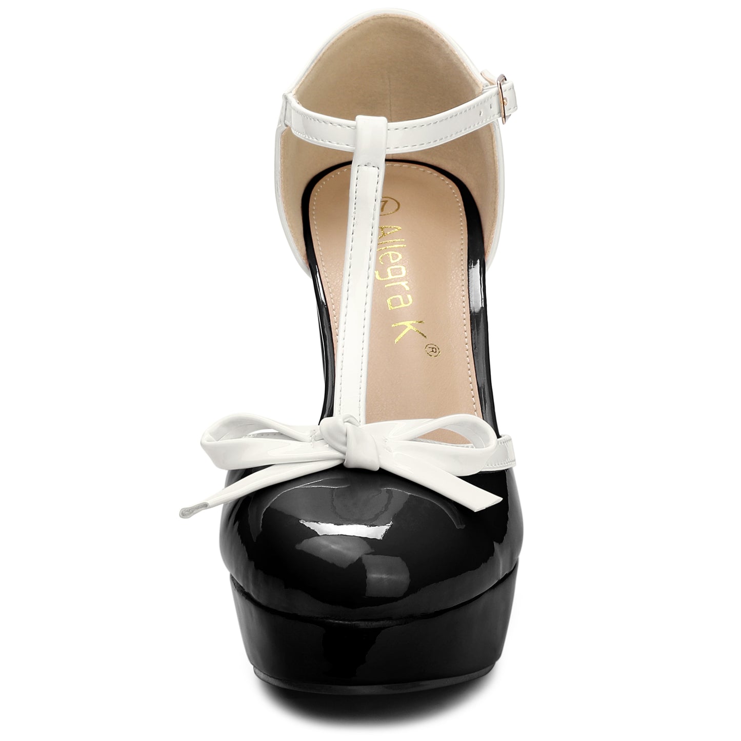 Zapatos de tacón grueso con plataforma y lazo en T para mujer