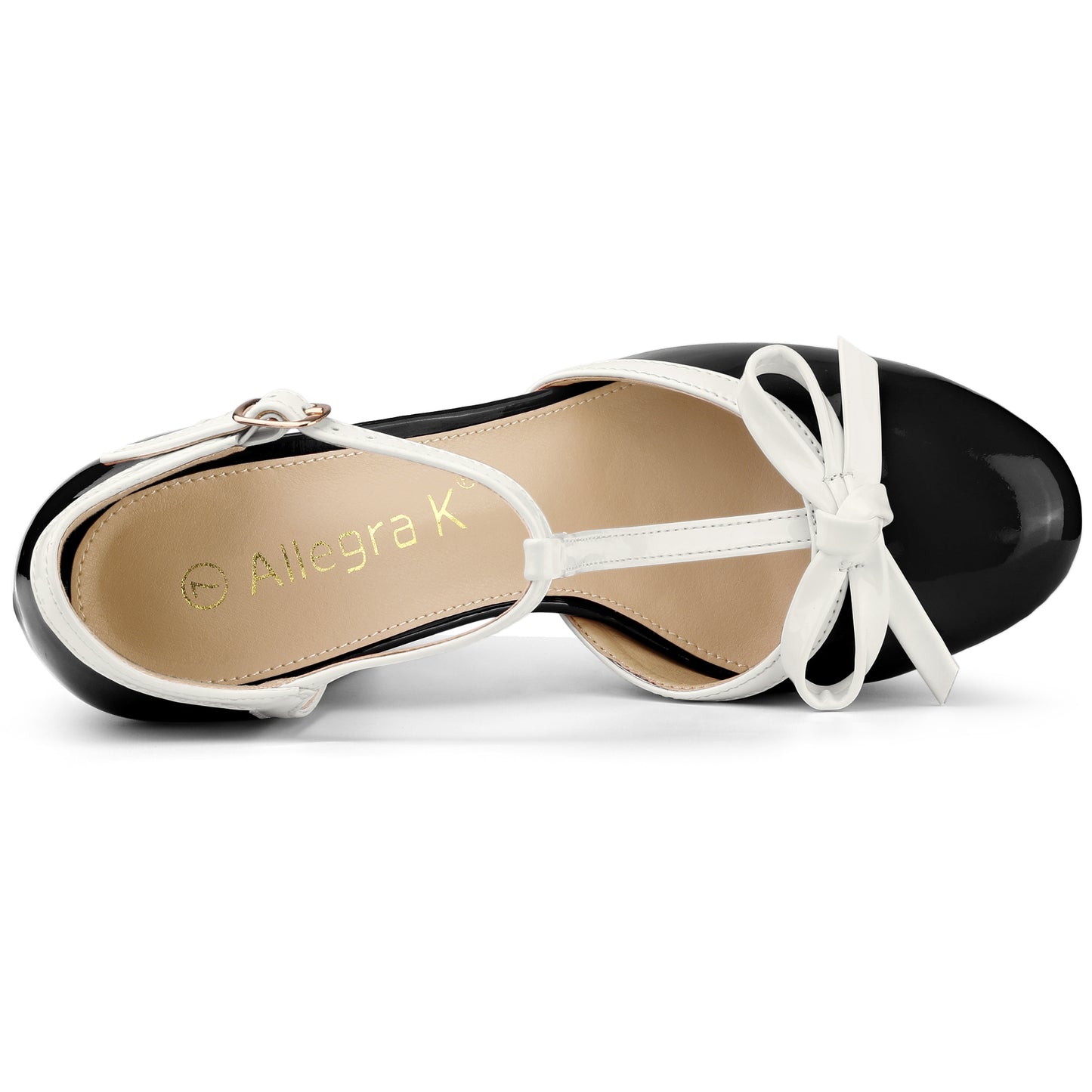 Zapatos de tacón grueso con plataforma y lazo en T para mujer