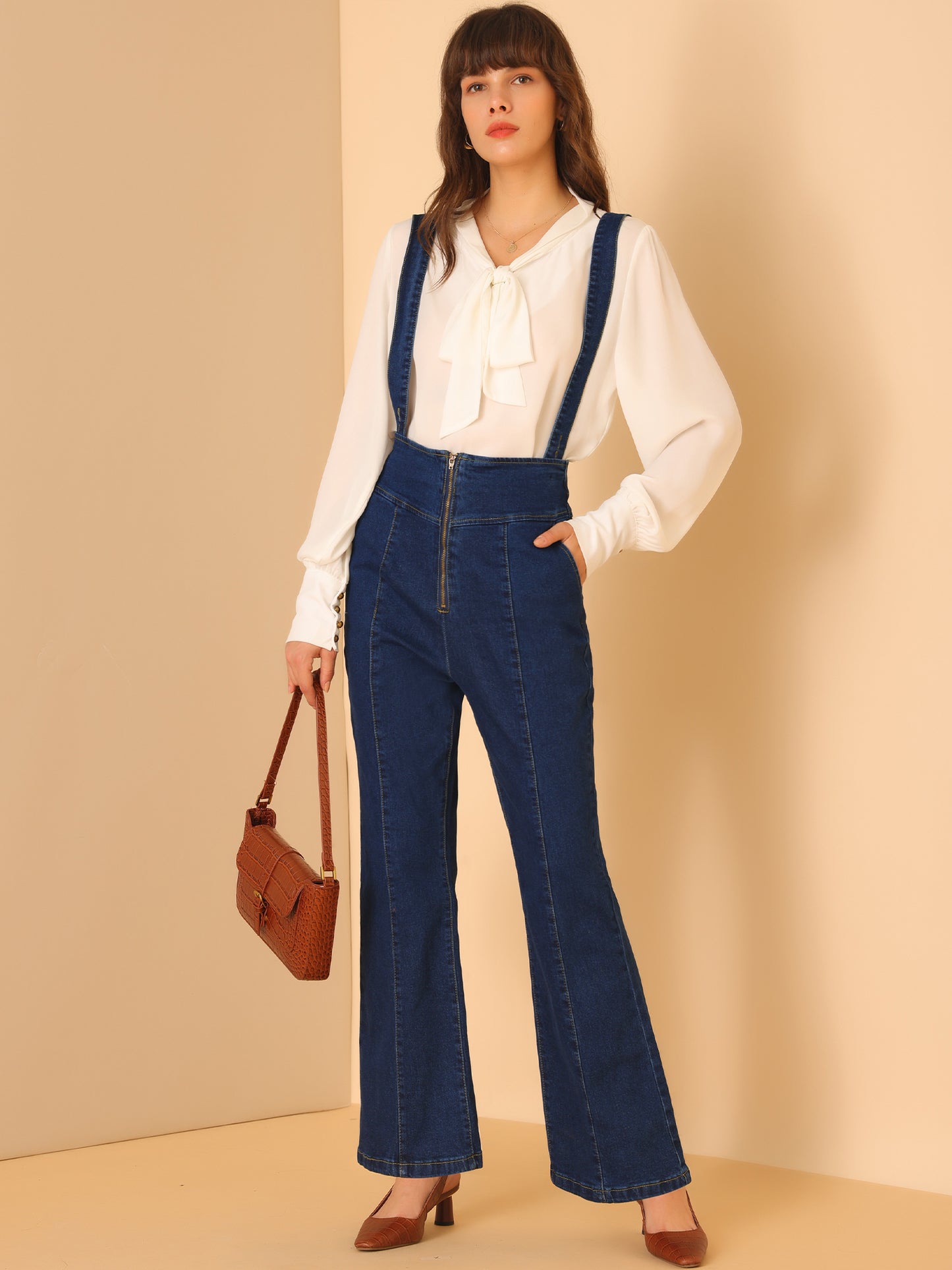 Pantalones vaqueros acampanados largos vintage para mujer