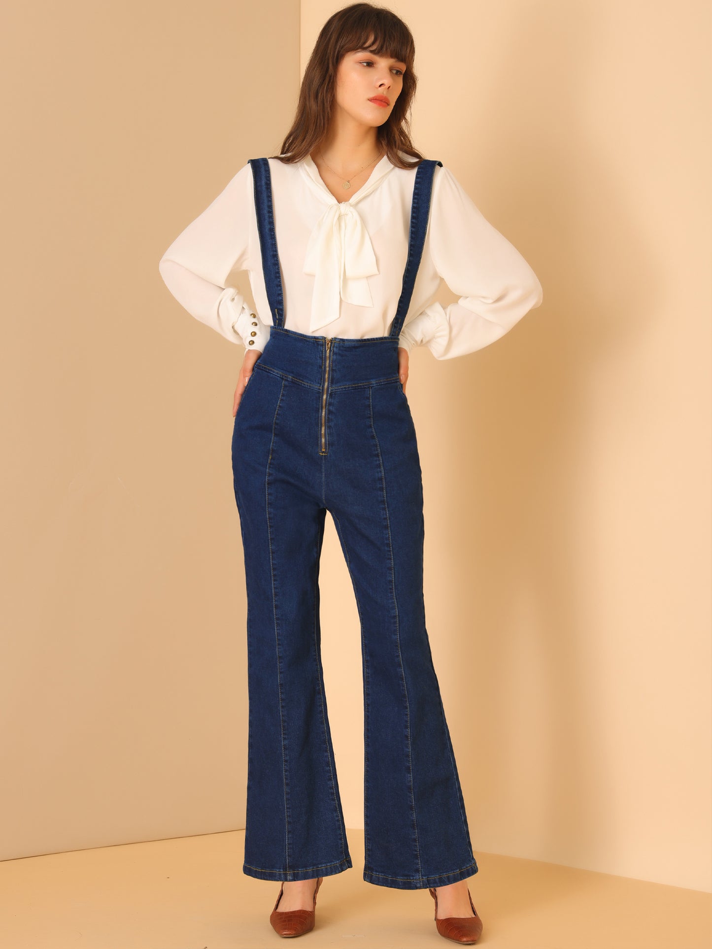 Pantalones vaqueros acampanados largos vintage para mujer