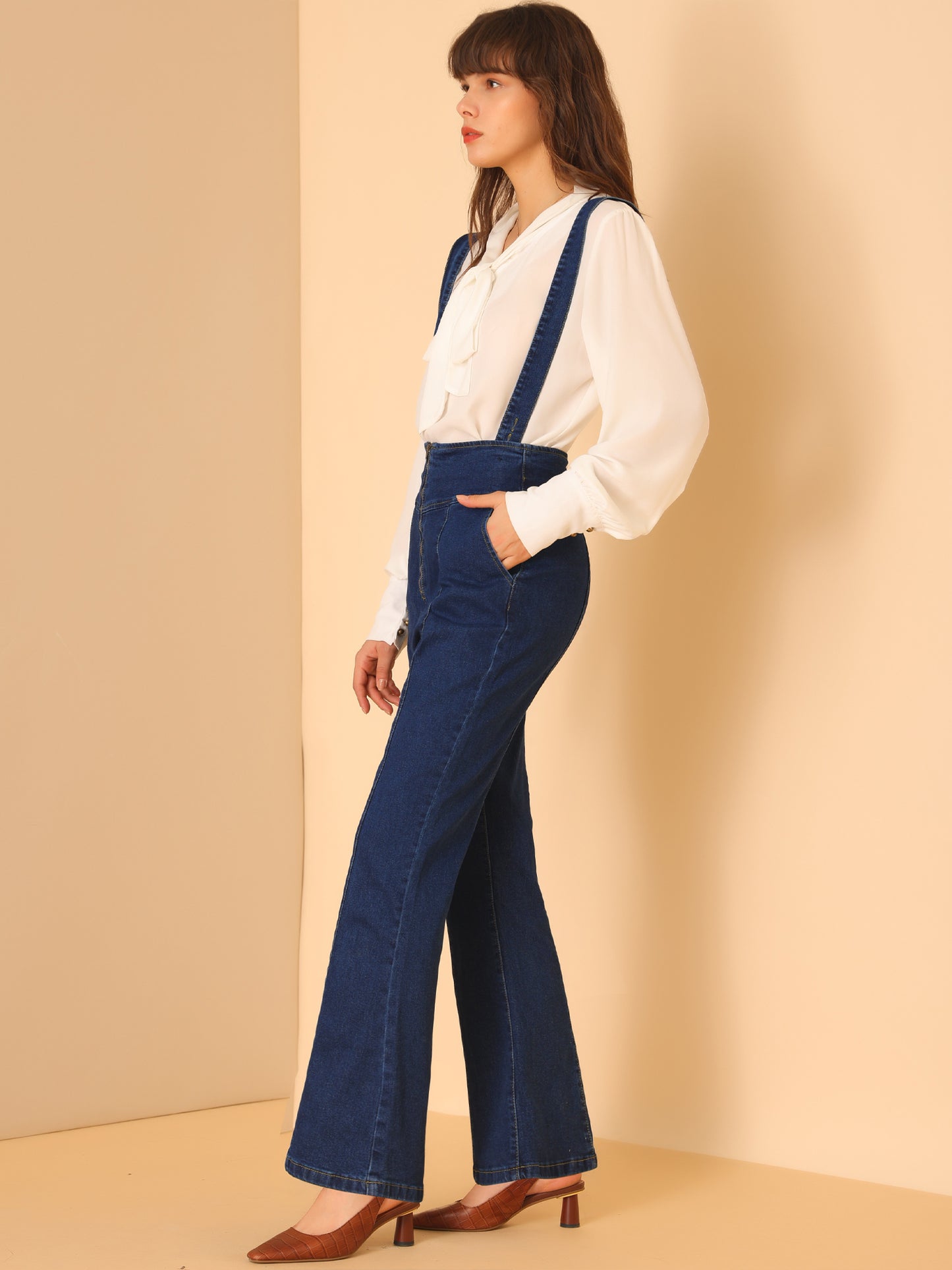 Pantalones vaqueros acampanados largos vintage para mujer