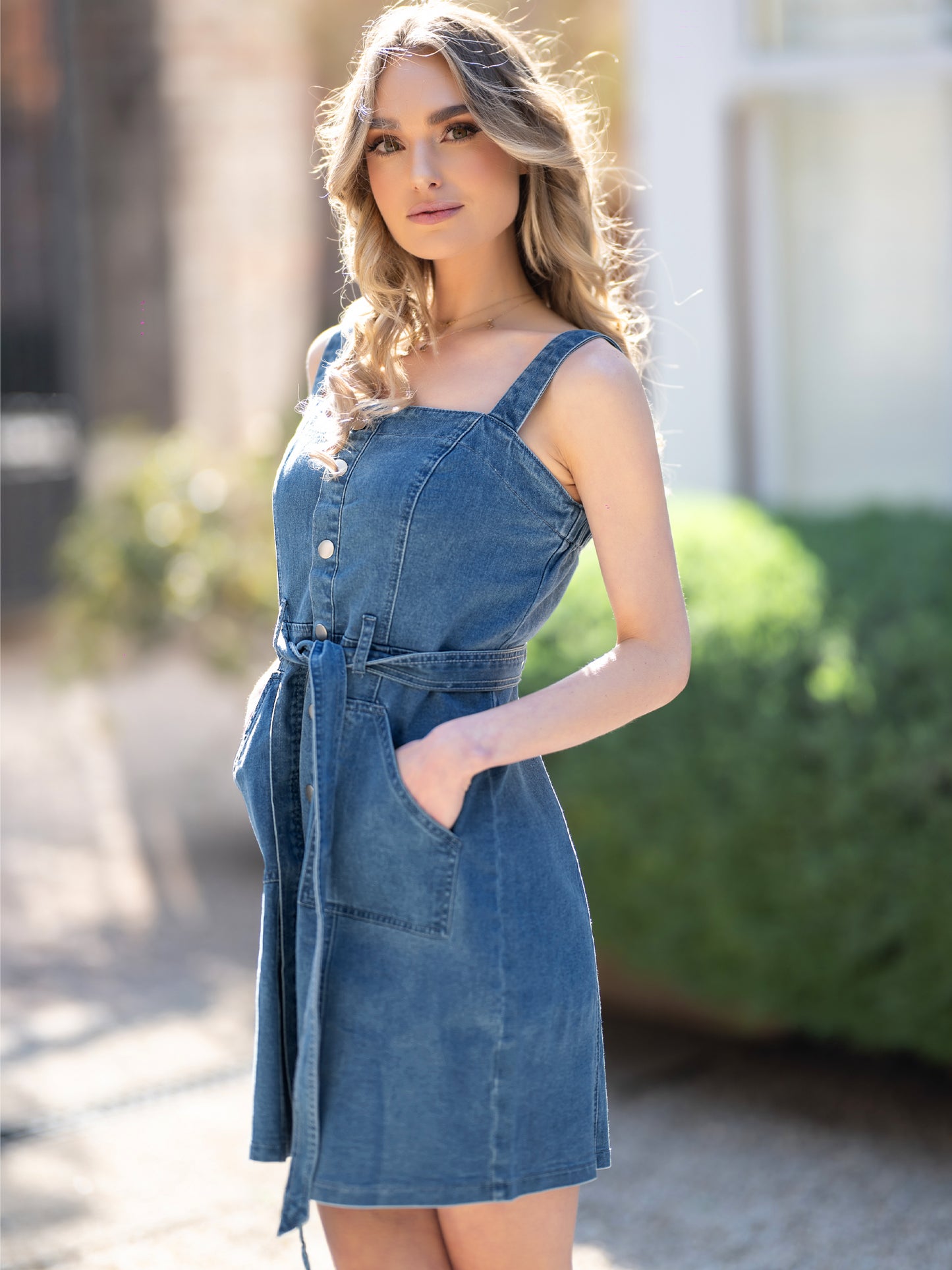 Women's Classic Adjustable Strap Pinafore Denim Overall Dress