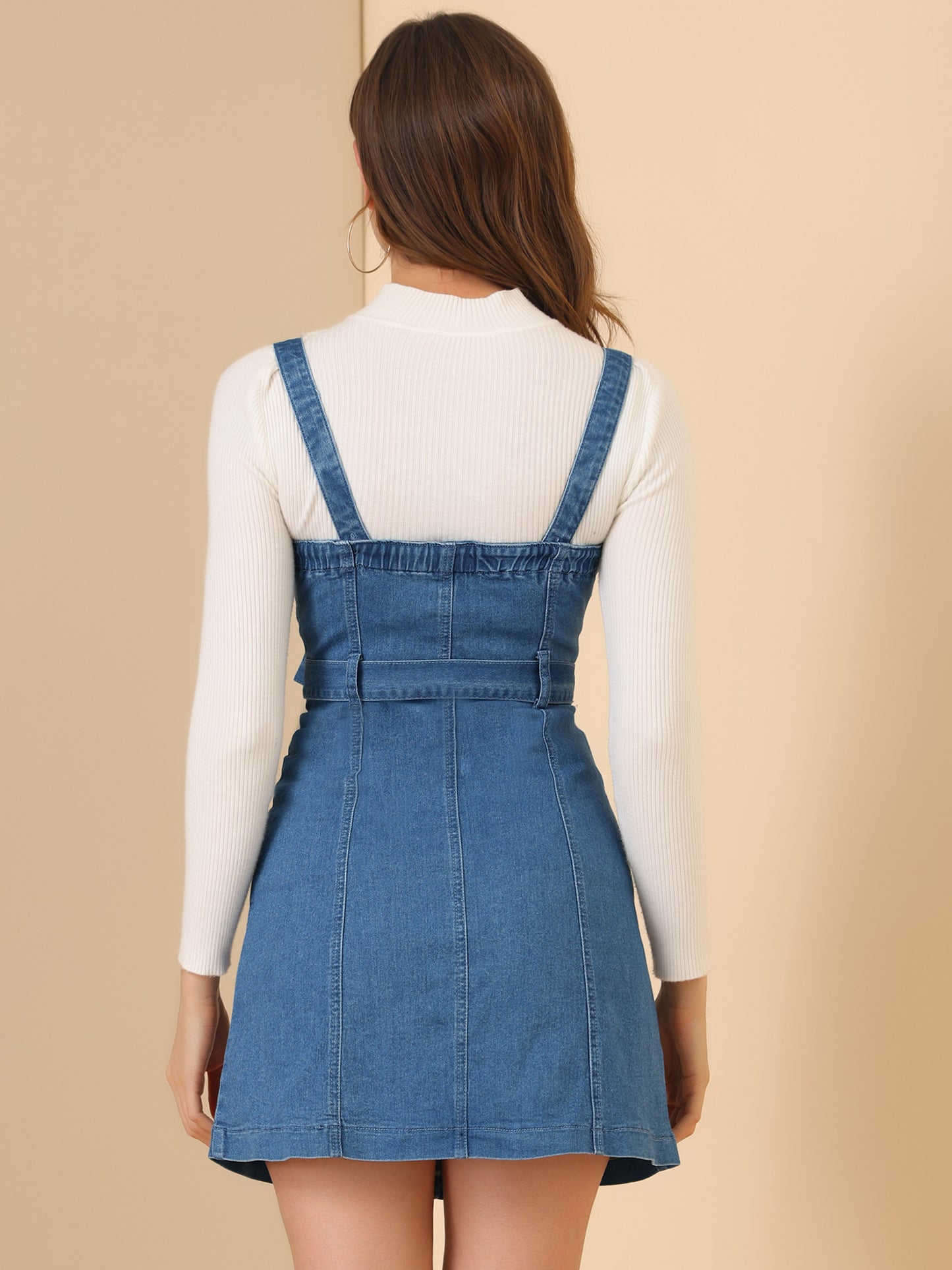 Women's Classic Adjustable Strap Pinafore Denim Overall Dress