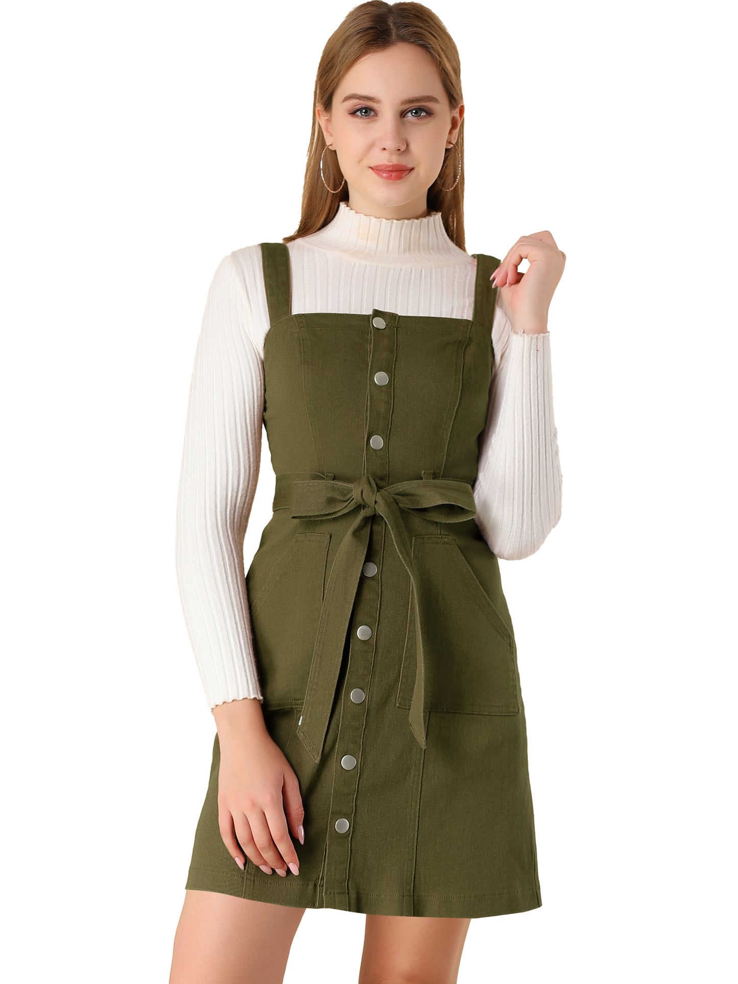 Women's Classic Adjustable Strap Pinafore Denim Overall Dress