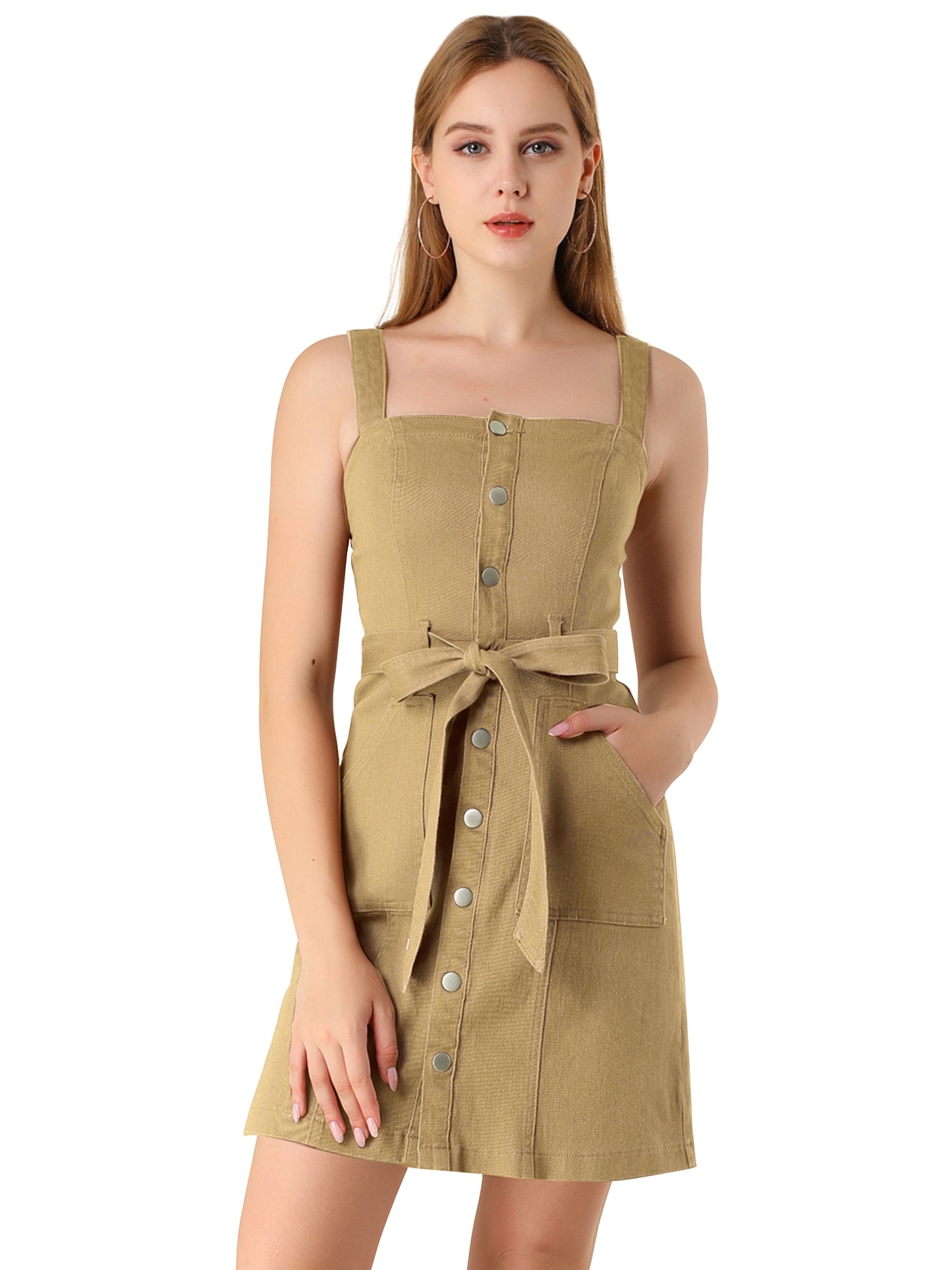 Women's Classic Adjustable Strap Pinafore Denim Overall Dress