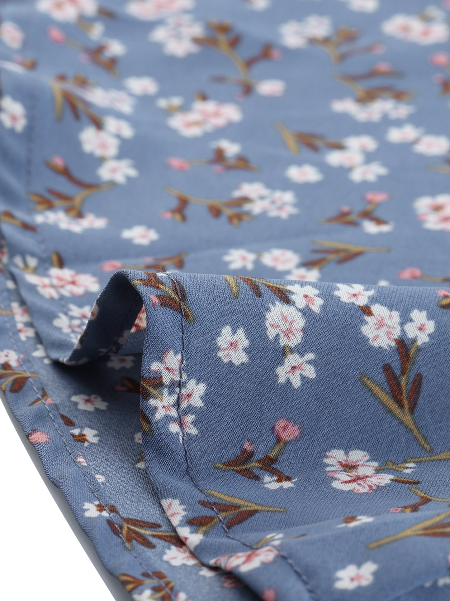 Women's Floral V Neck Wrap Top Long Sleeve Tie Waist Ruffle Peplum Blouse
