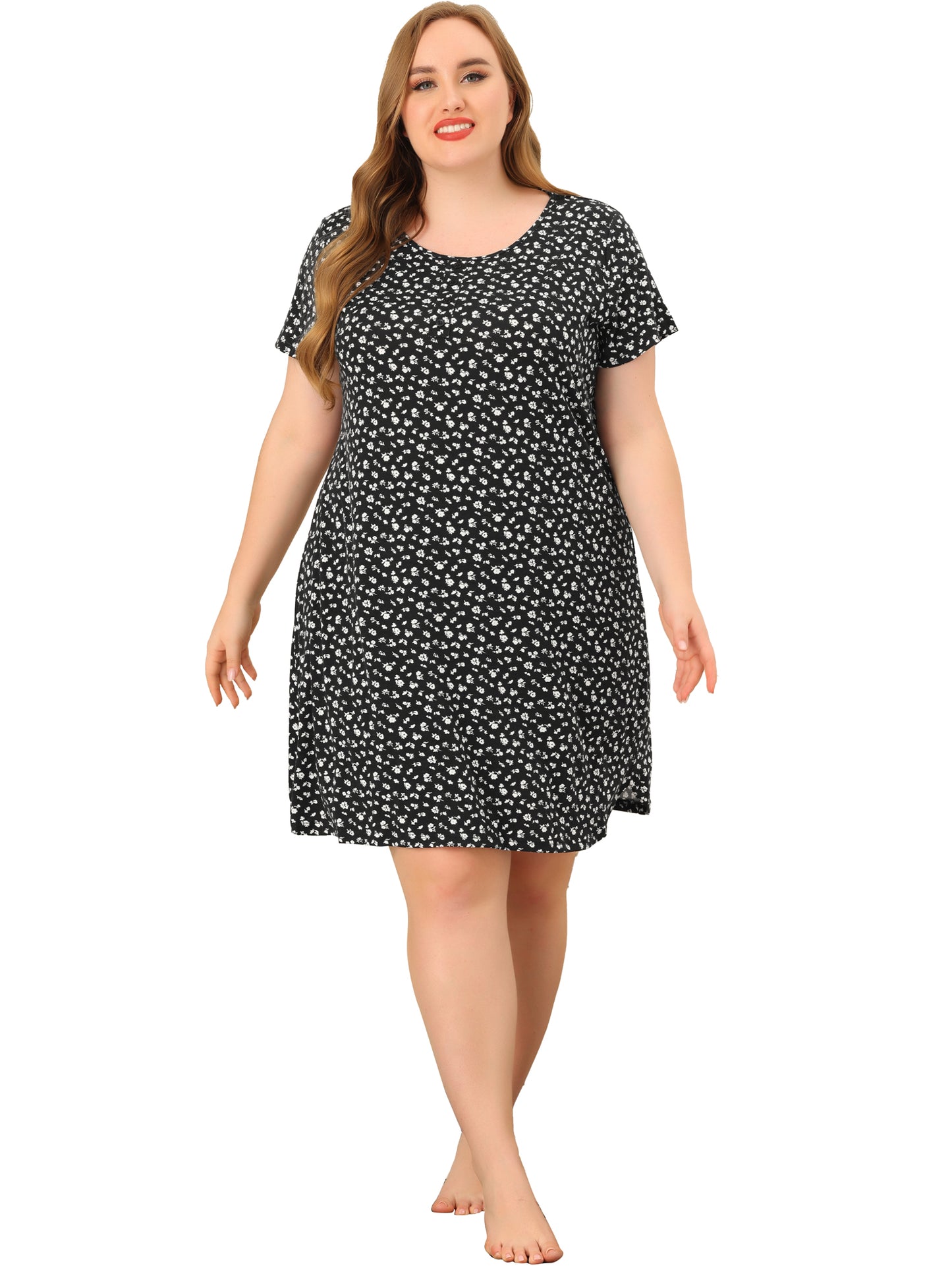 Women Plus Size Nightgowns Loungewear Sleepwear Short Sleeve Lightweight Pajama Dress