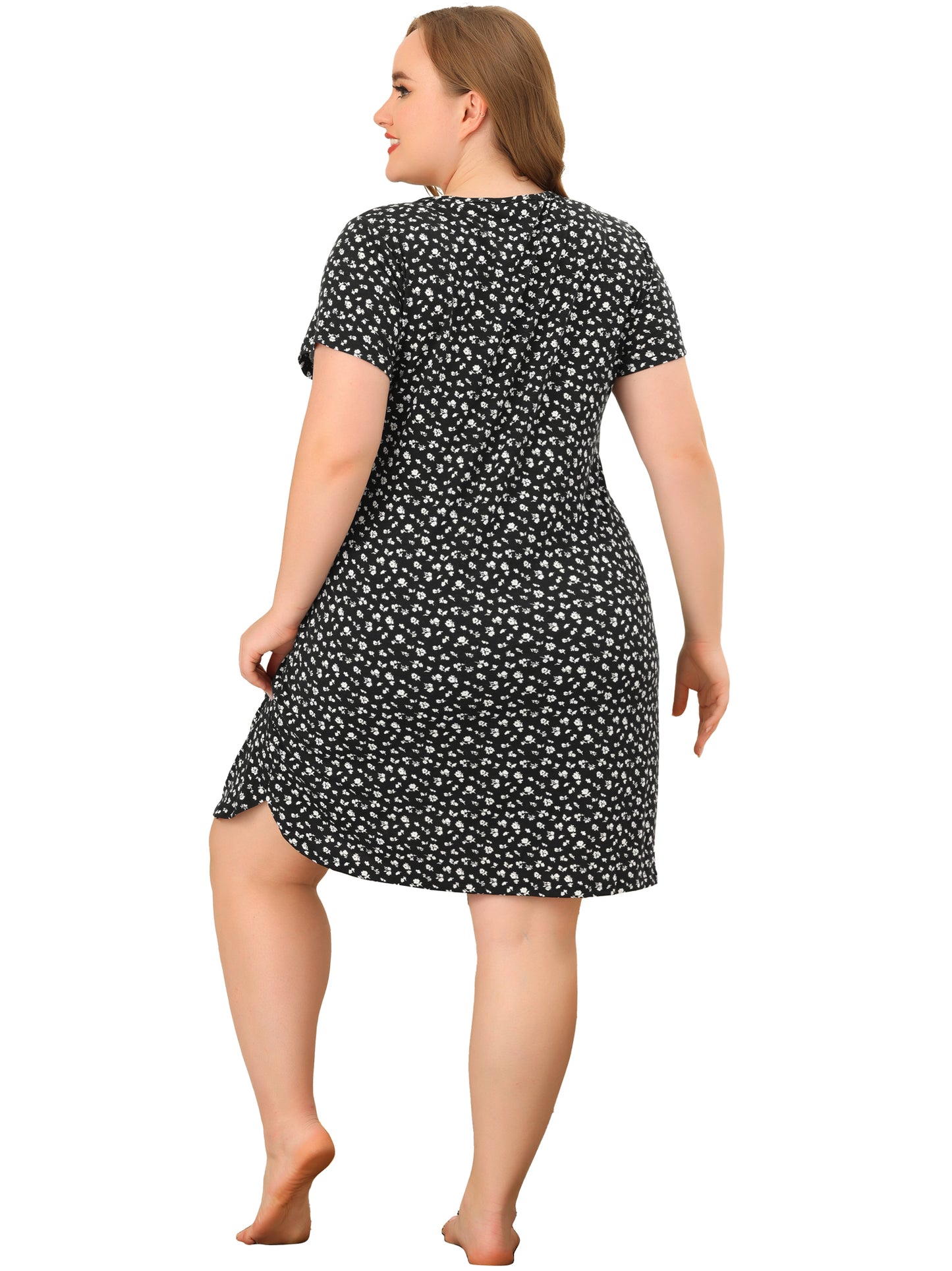 Women Plus Size Nightgowns Loungewear Sleepwear Short Sleeve Lightweight Pajama Dress