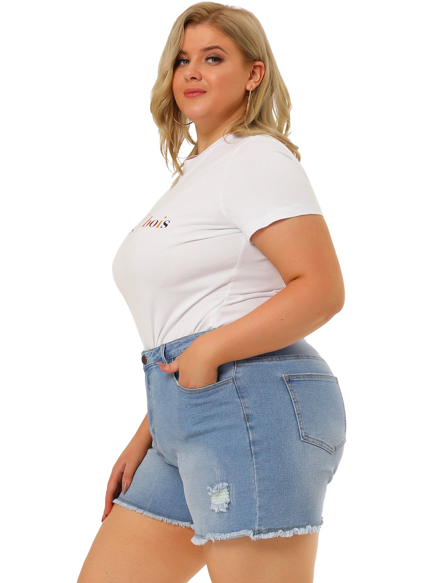 Women's High Waisted Ripped Stretchy Plus Size Denim Hot Short Summer Jean Shorts