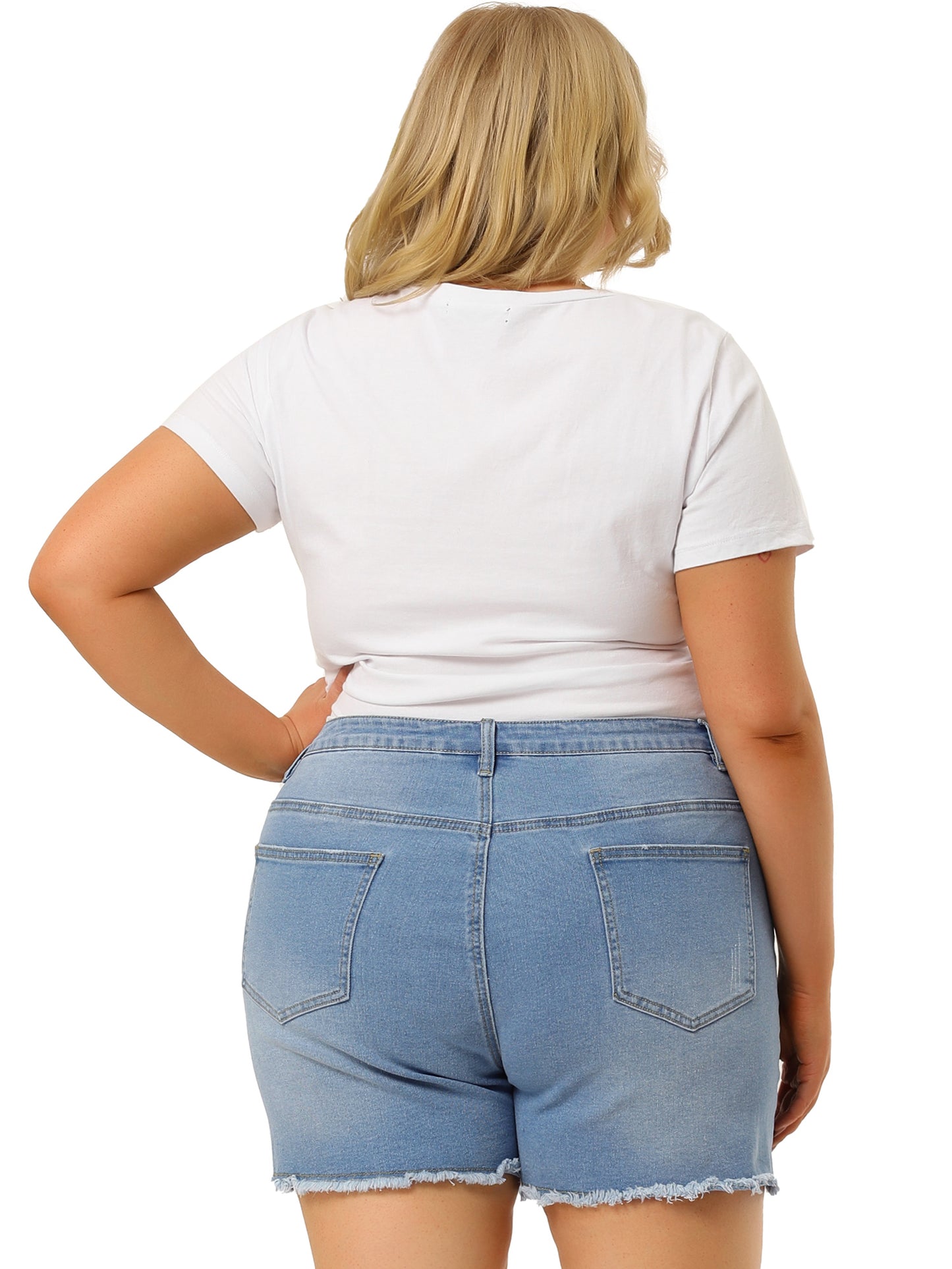 Women's High Waisted Ripped Stretchy Plus Size Denim Hot Short Summer Jean Shorts