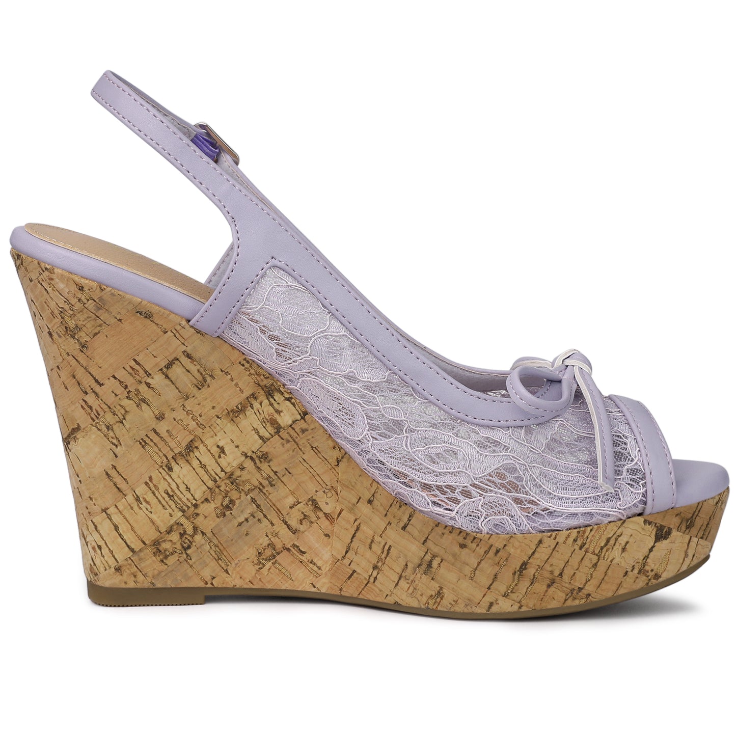 Women's Platform Heels Bow Lace Wedge Mustard Sandals