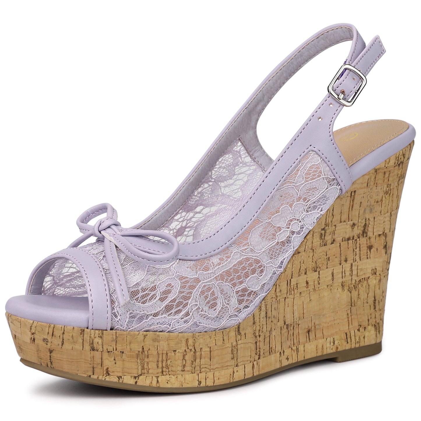 Women's Platform Heels Bow Lace Wedge Mustard Sandals