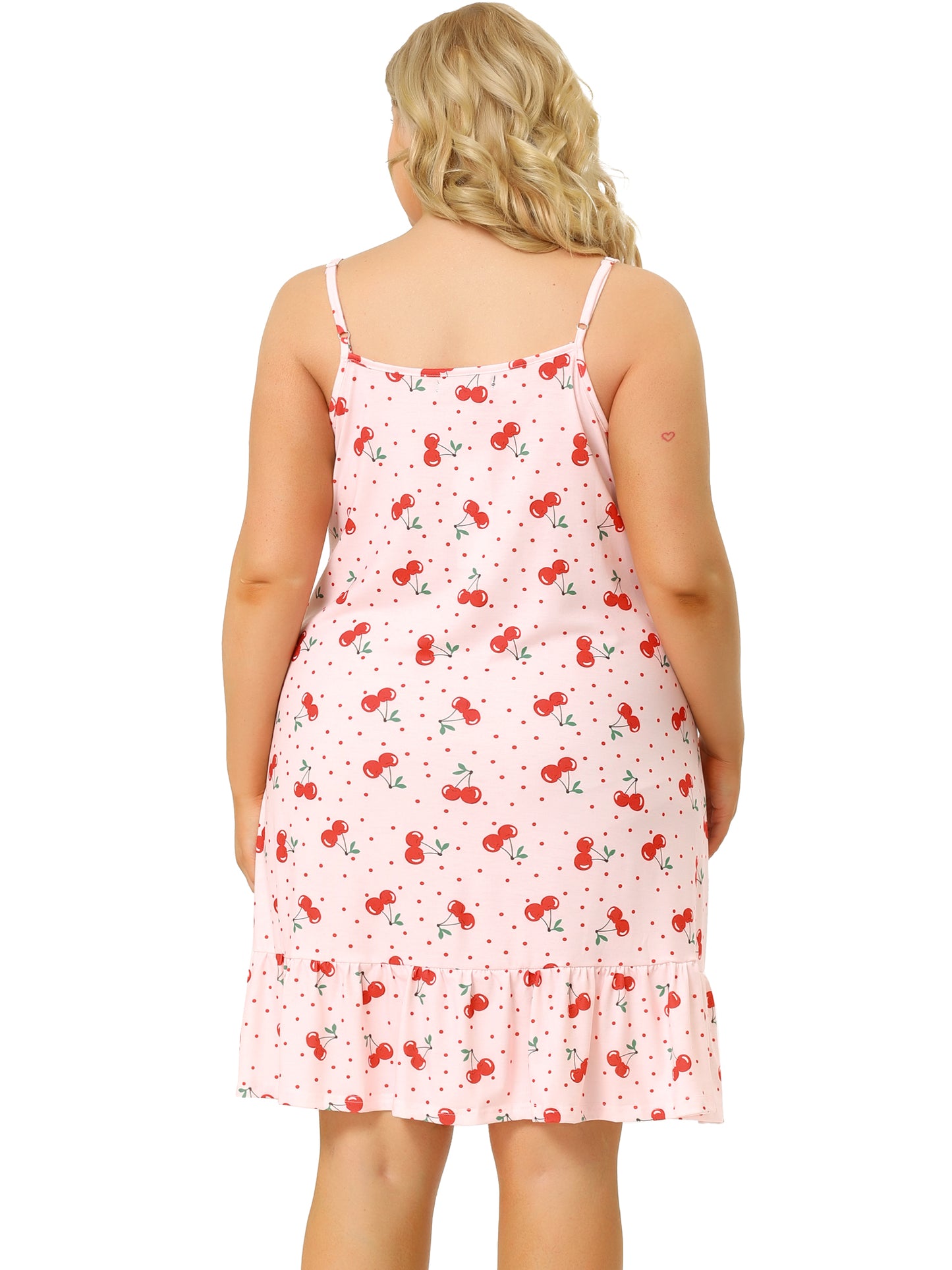 Women Plus Size Nightgown Chemise Sleepwear Printed Strap Nightwear Lingerie