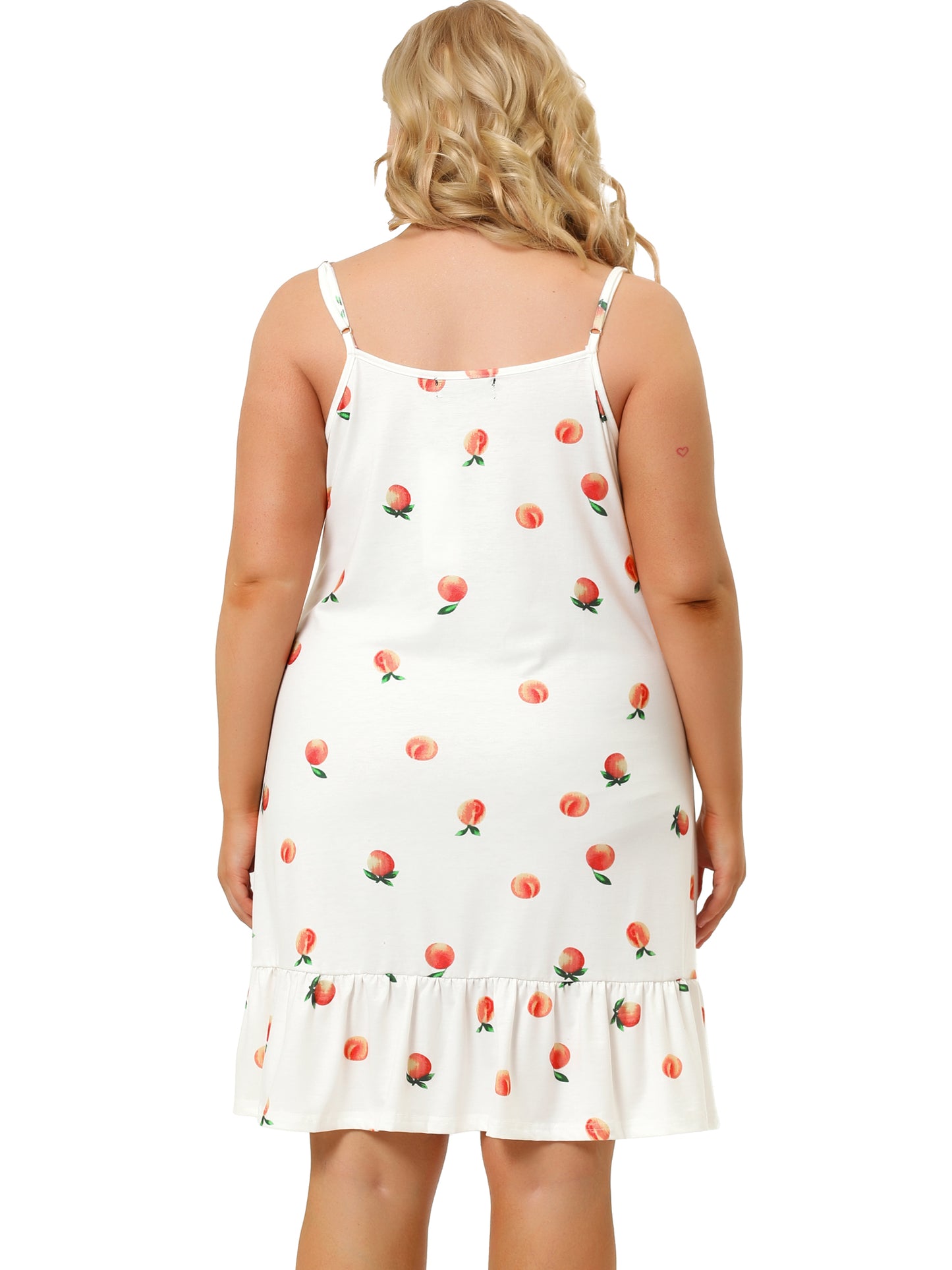 Camisón de talla grande para mujer, ropa de dormir con tirantes estampados, lencería