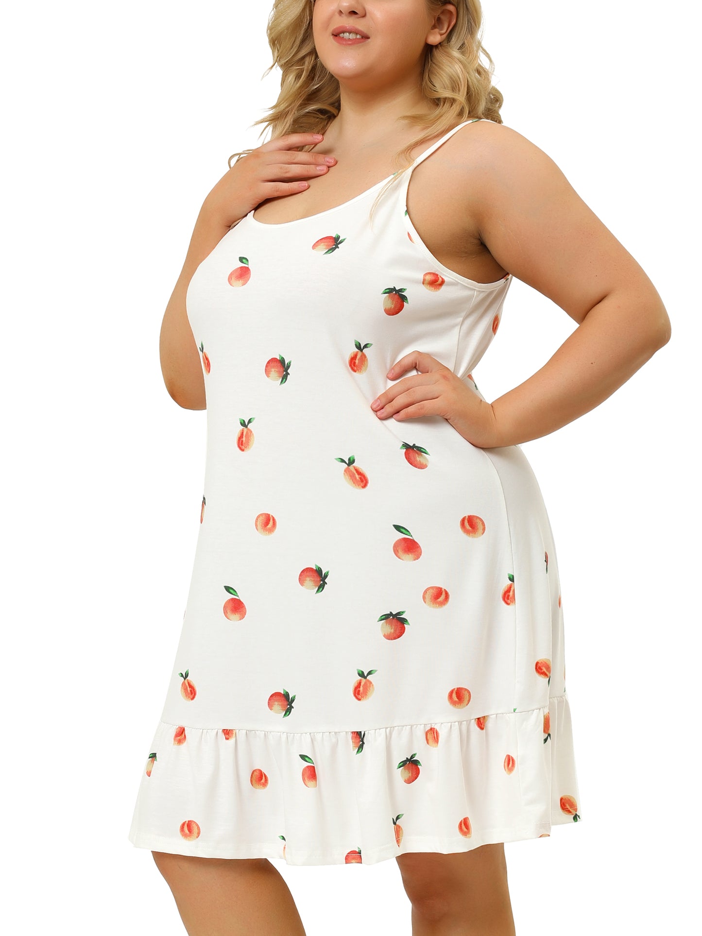 Camisón de talla grande para mujer, ropa de dormir con tirantes estampados, lencería