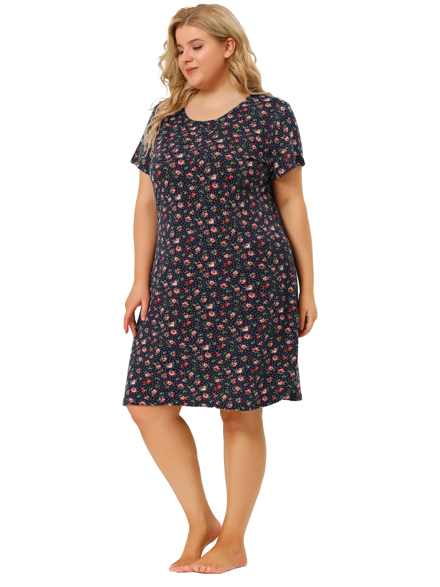 Women Plus Size Nightgowns Loungewear Sleepwear Short Sleeve Lightweight Pajama Dress