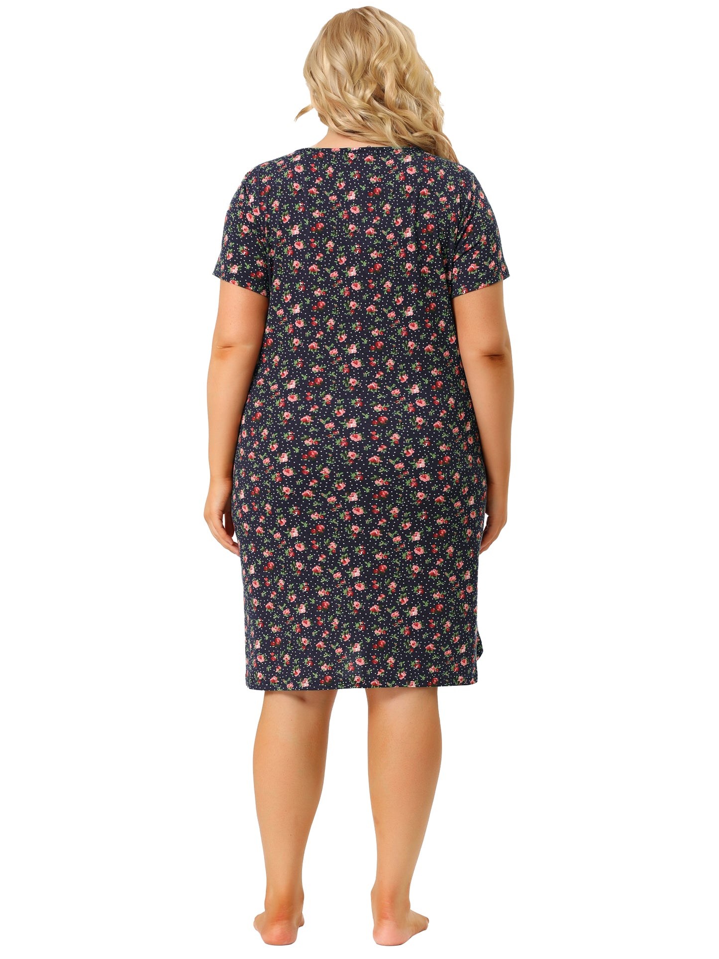 Women Plus Size Nightgowns Loungewear Sleepwear Short Sleeve Lightweight Pajama Dress