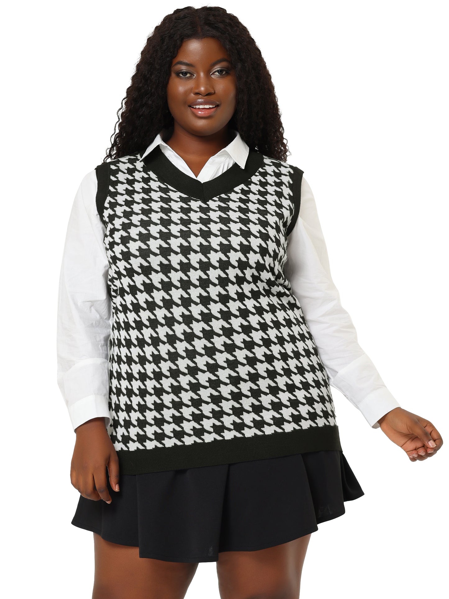 Women Plus Size Sweater Vests V Neck Sleeveless Knit Oversized Tunic Loose Pullover Top
