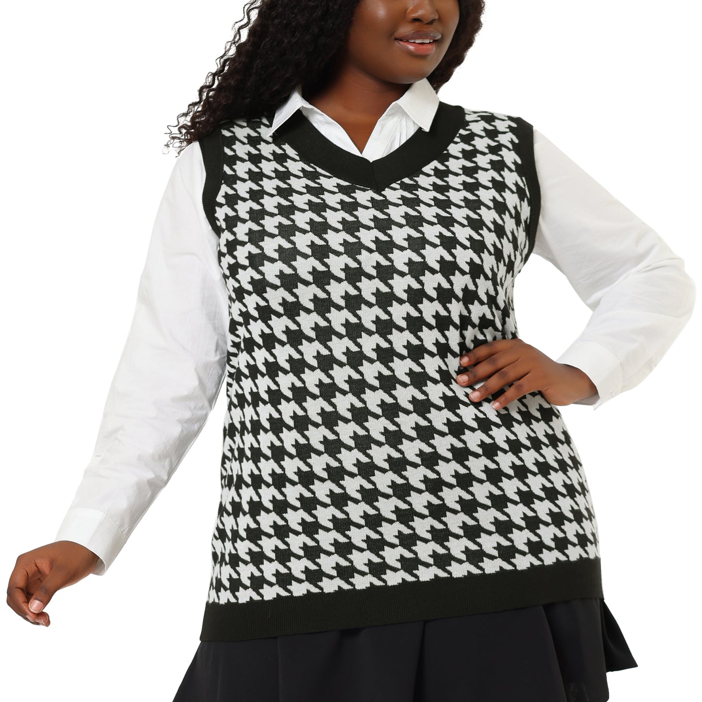 Women Plus Size Sweater Vests V Neck Sleeveless Knit Oversized Tunic Loose Pullover Top