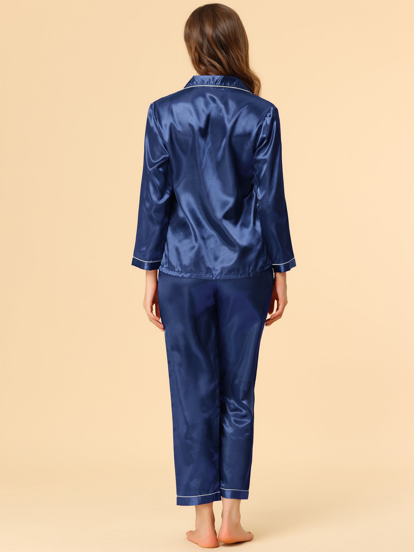 Women's Pajama Sets Sleepwear Button Down Satin Night Suit Lounge Sets