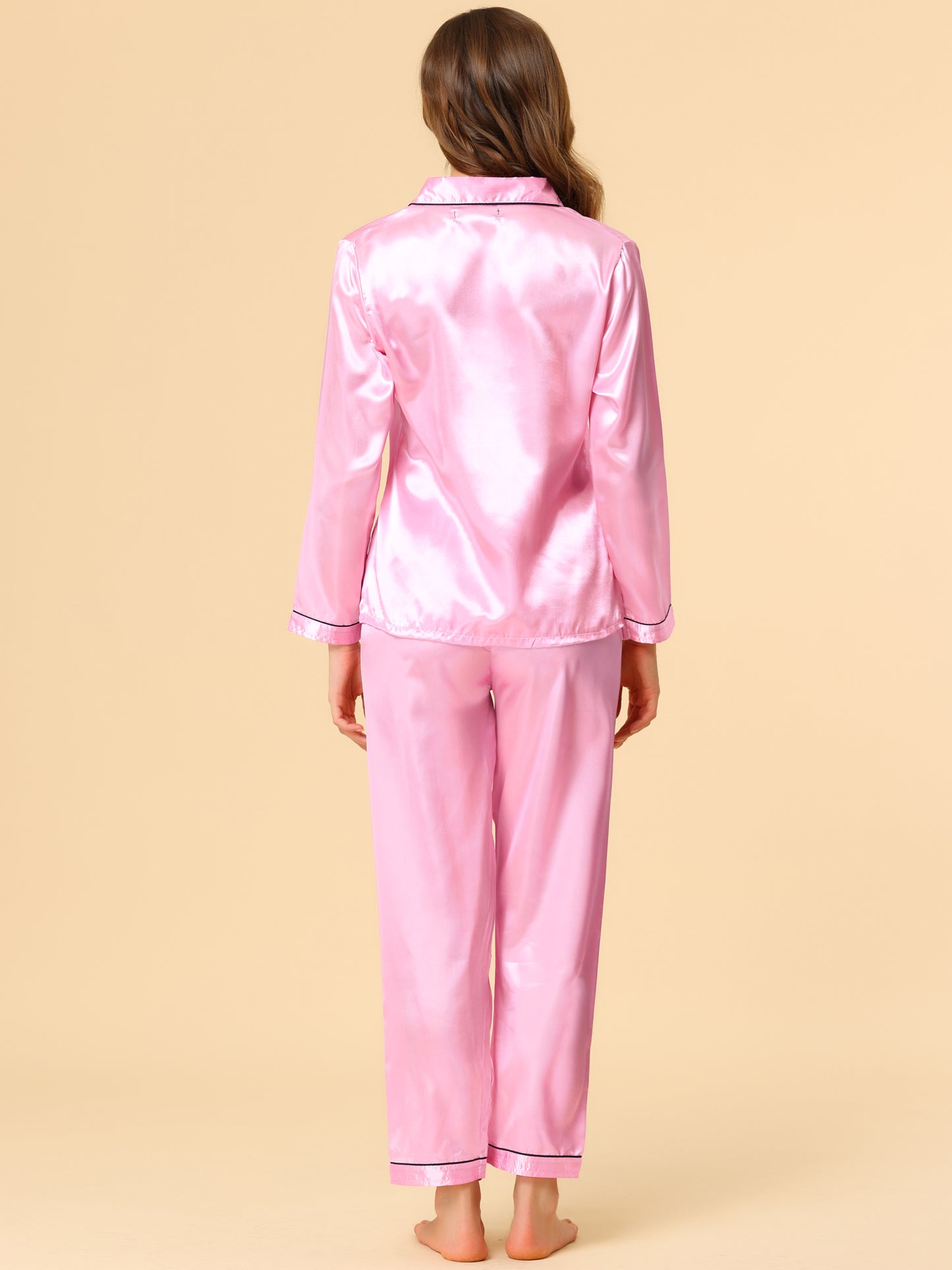 Women's Pajama Sets Sleepwear Button Down Satin Night Suit Lounge Sets