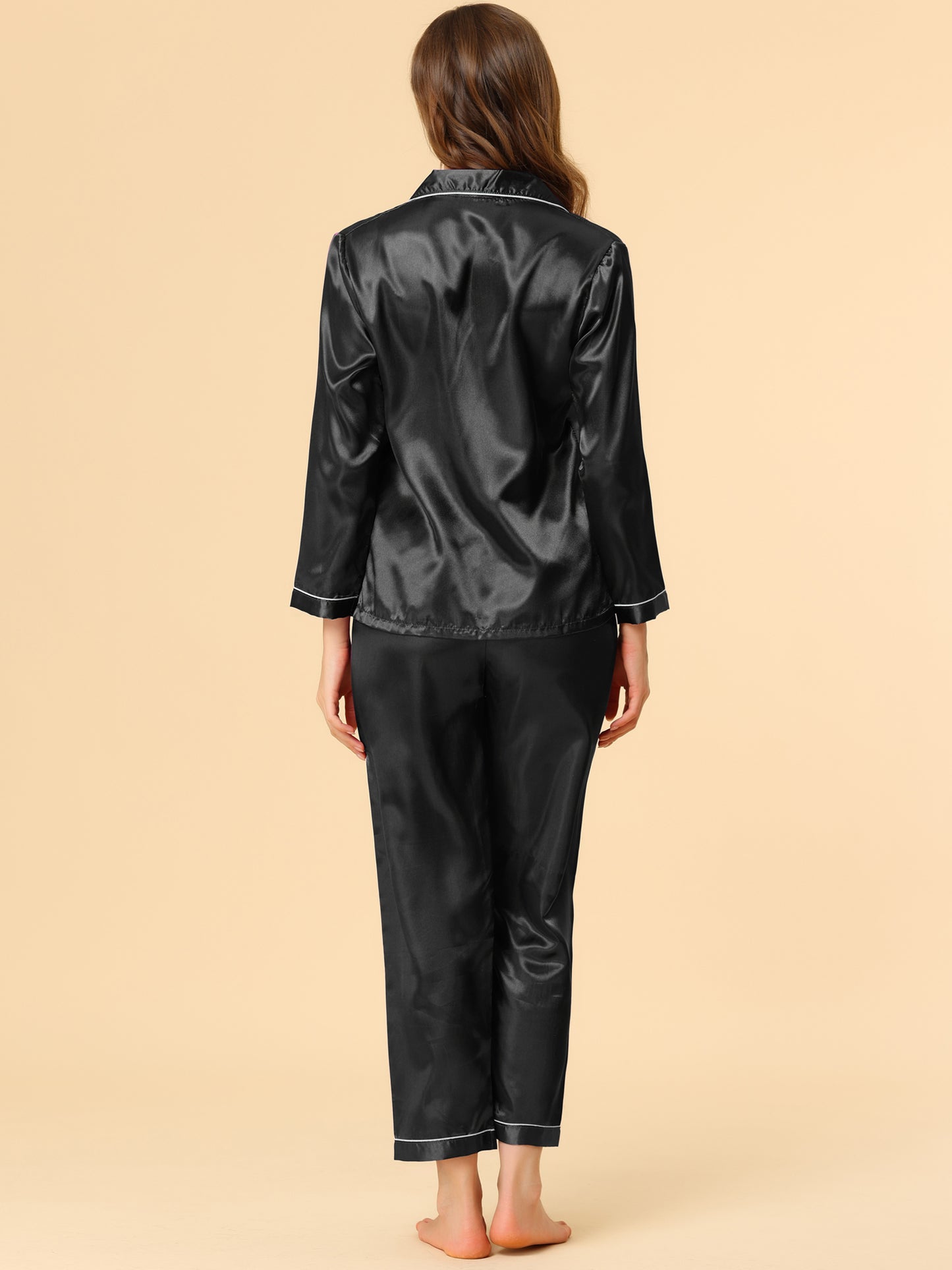 Women's Pajama Sets Sleepwear Button Down Satin Night Suit Lounge Sets