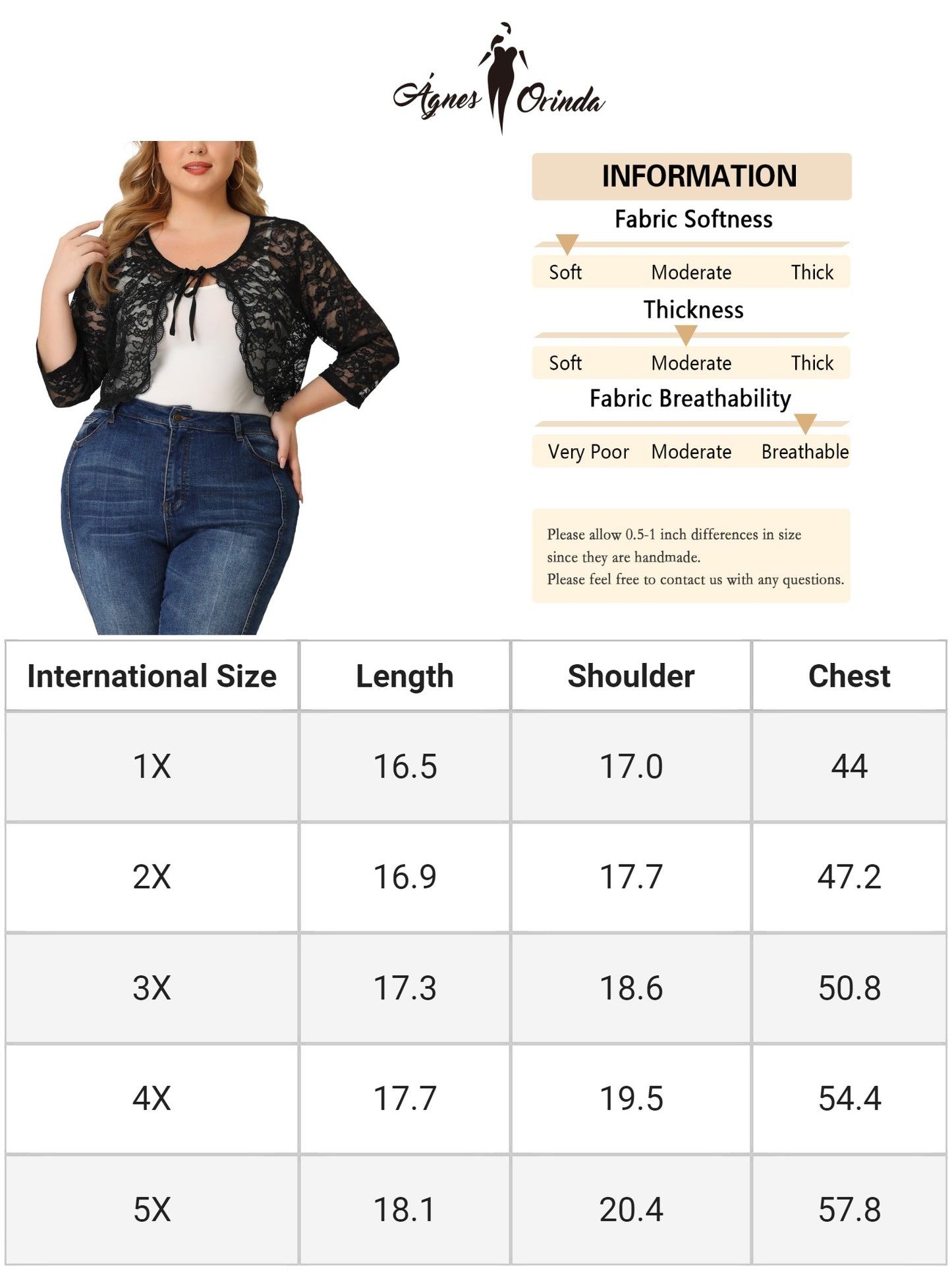 Women's Plus Size Bolero Cardigan Tie Front Crop Floral Sheer Lace Shrug