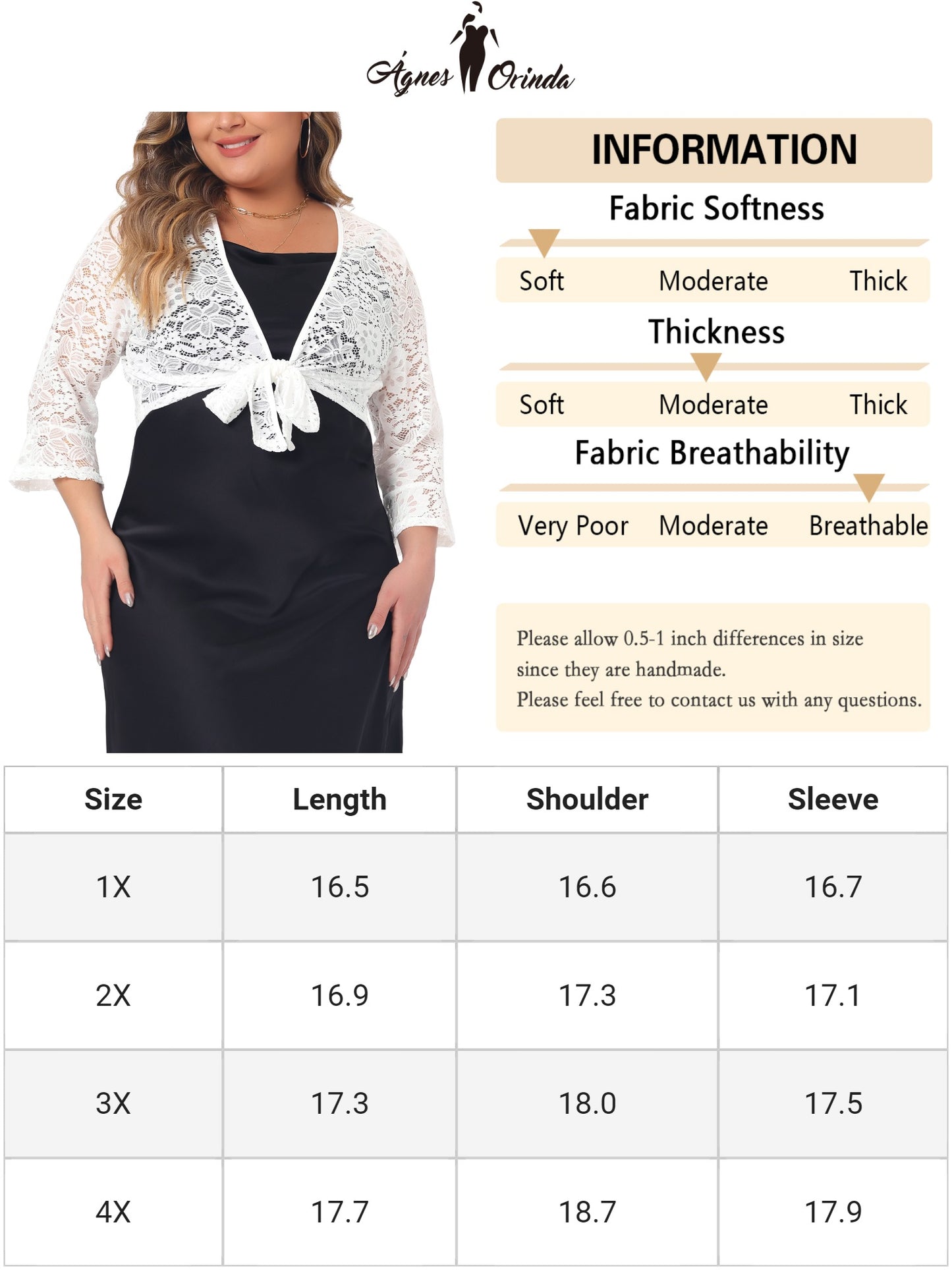 Women Plus Size Sheer Shrug Lace Cardigan Crop Bolero Jacket