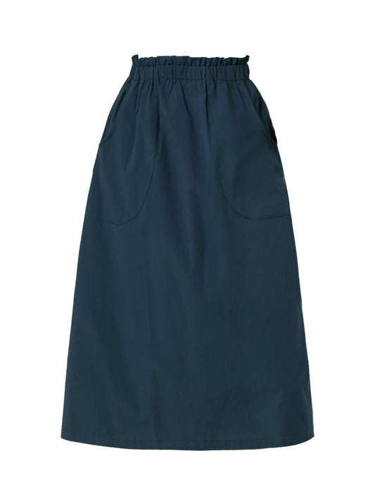 Women's Casual Cotton Skirt Elastic Waist Scrub Peasant A-Line Midi Skirts with Pockets