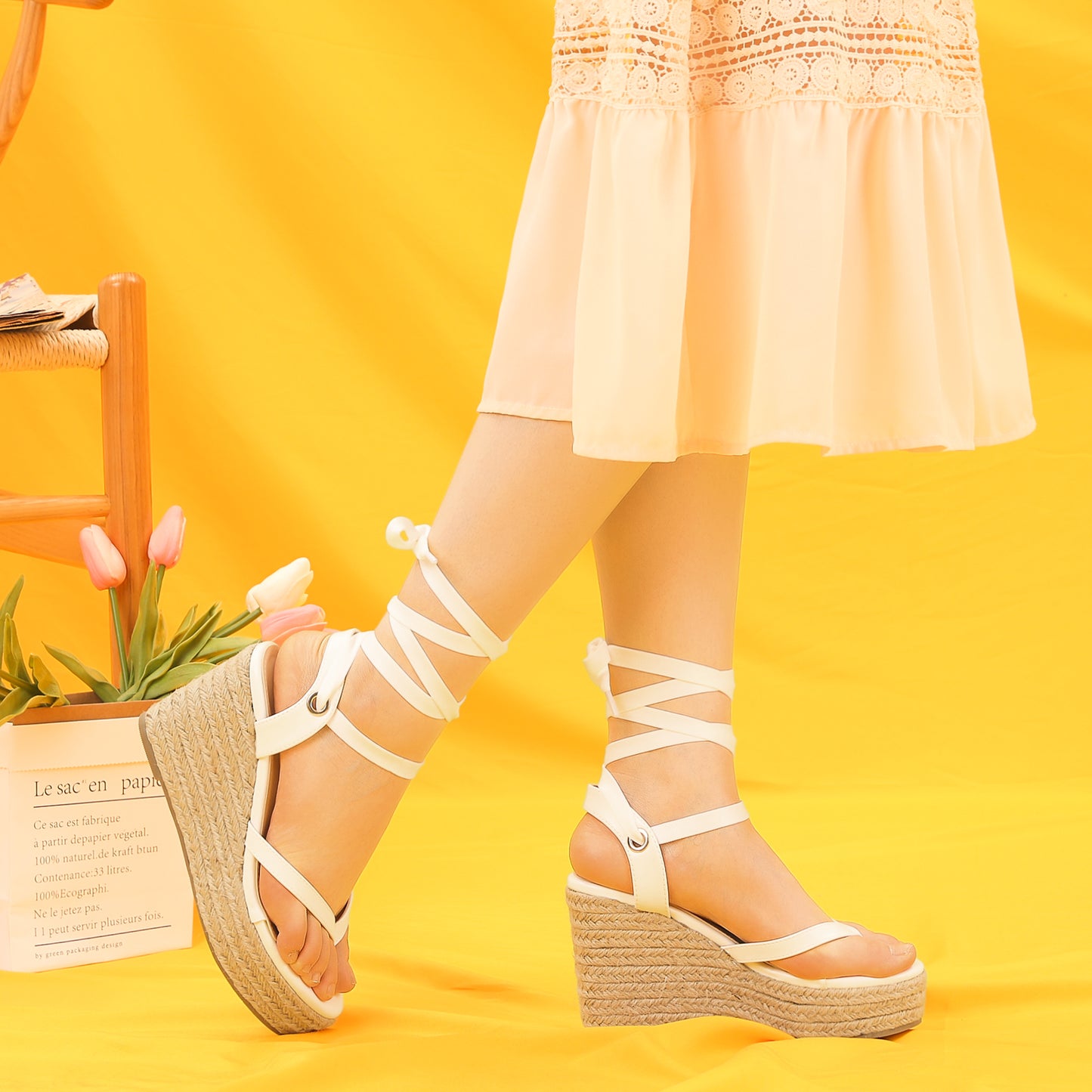 Sandalias de cuña con plataforma y tiras para mujer