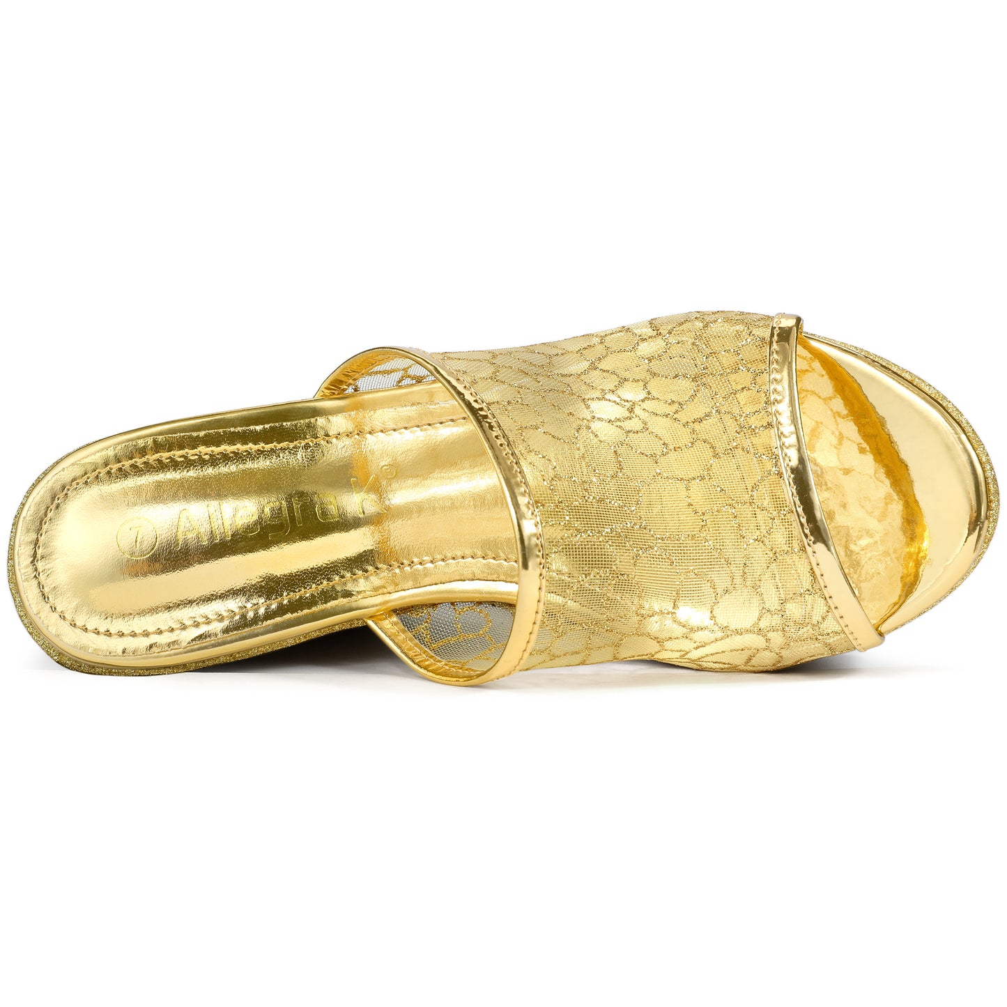 Women's Glitter Platform Wedges Slip On Wedge Sandals