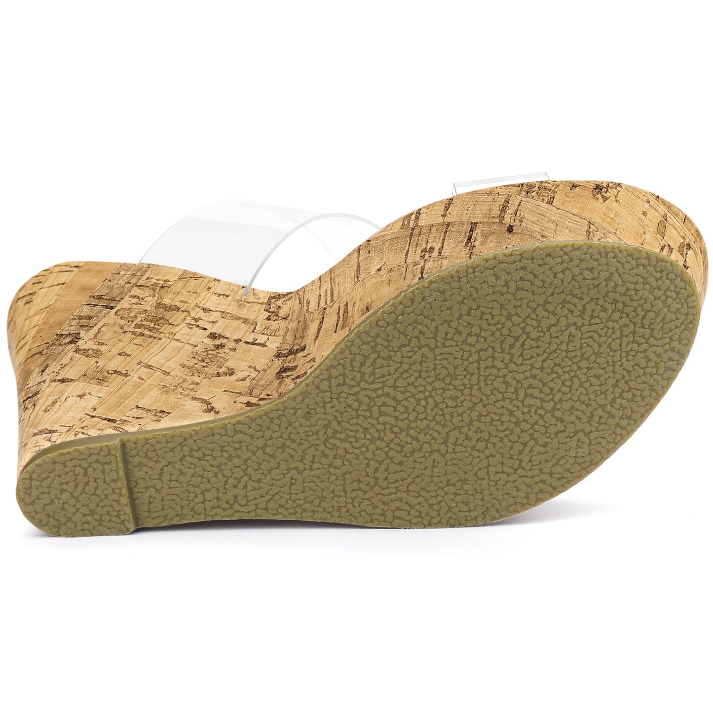 Sandalias de plataforma con tiras transparentes y tacón de cuña para mujer