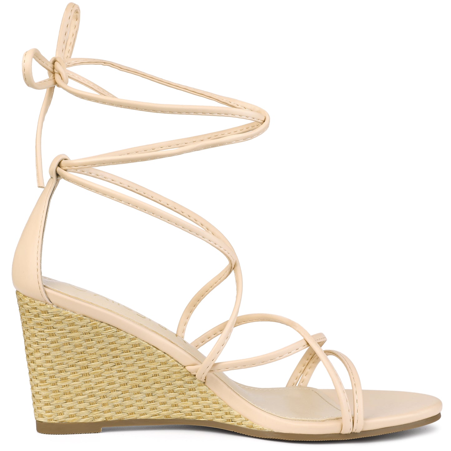 Sandalias de cuña con tiras y cordones para mujer