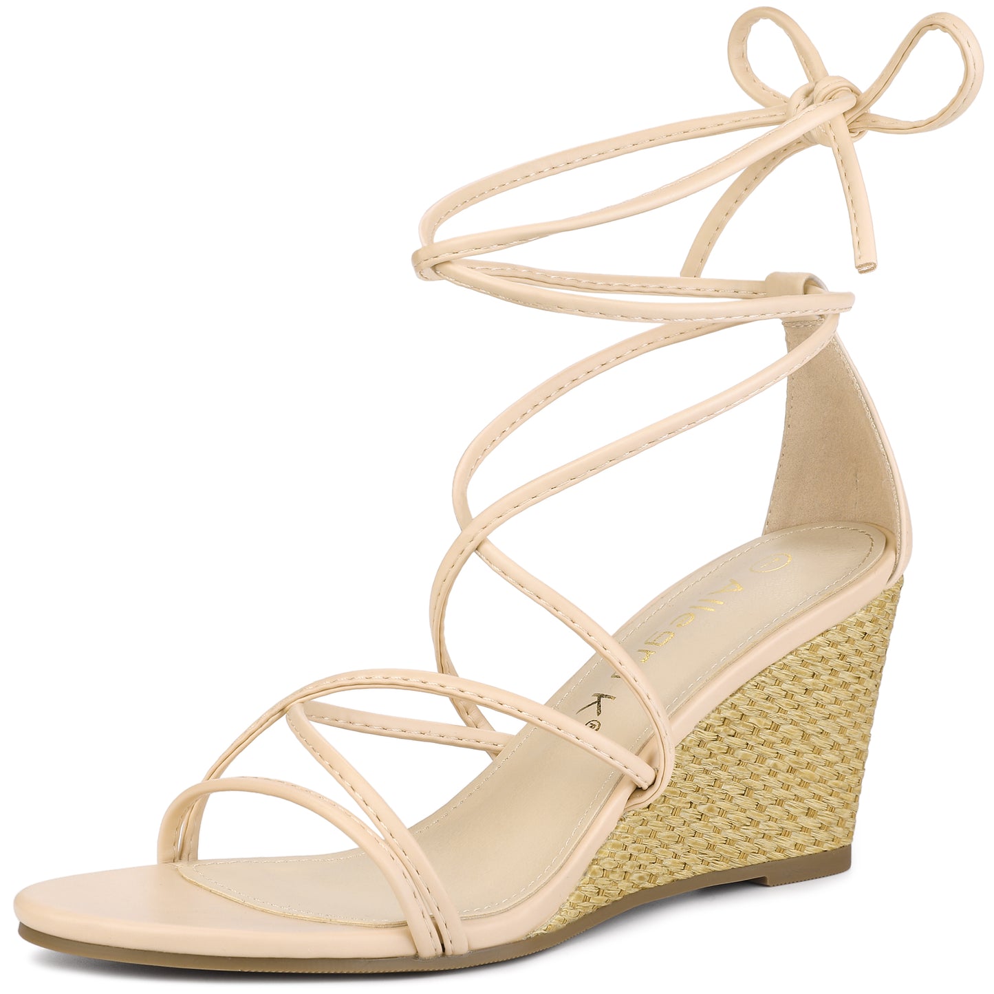 Sandalias de cuña con tiras y cordones para mujer