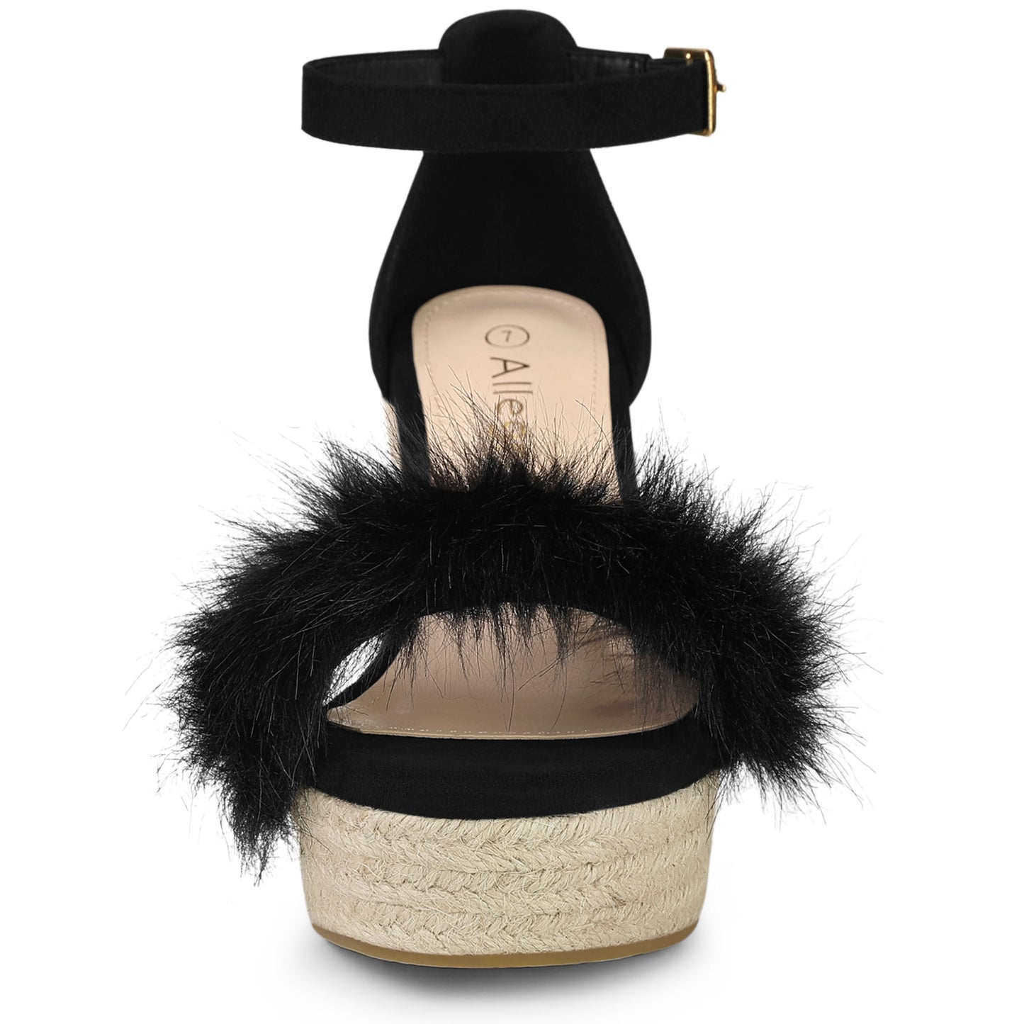 Women's Espadrille Platform Heels Faux Fur Wedge Sandals