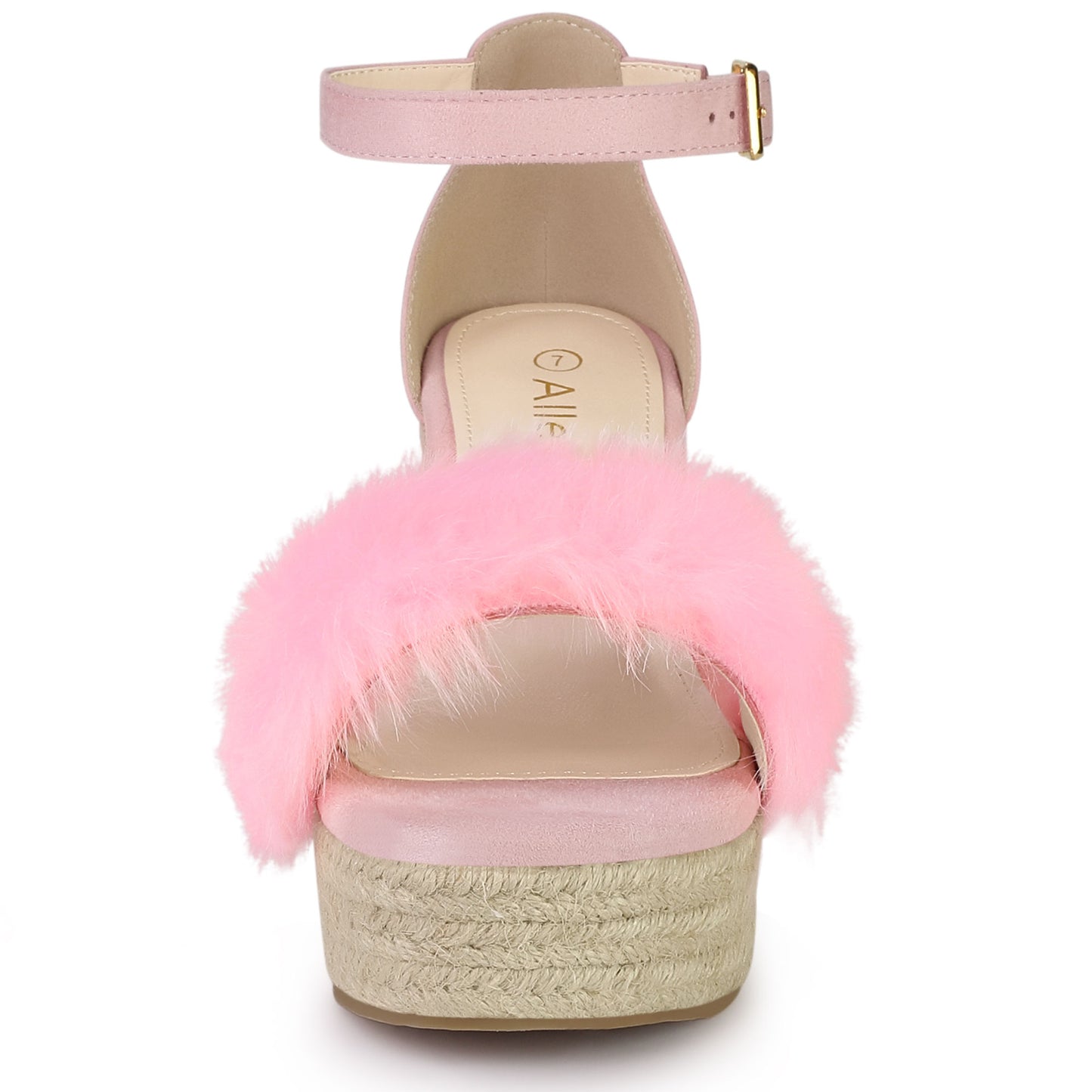 Women's Espadrille Platform Heels Faux Fur Wedge Sandals