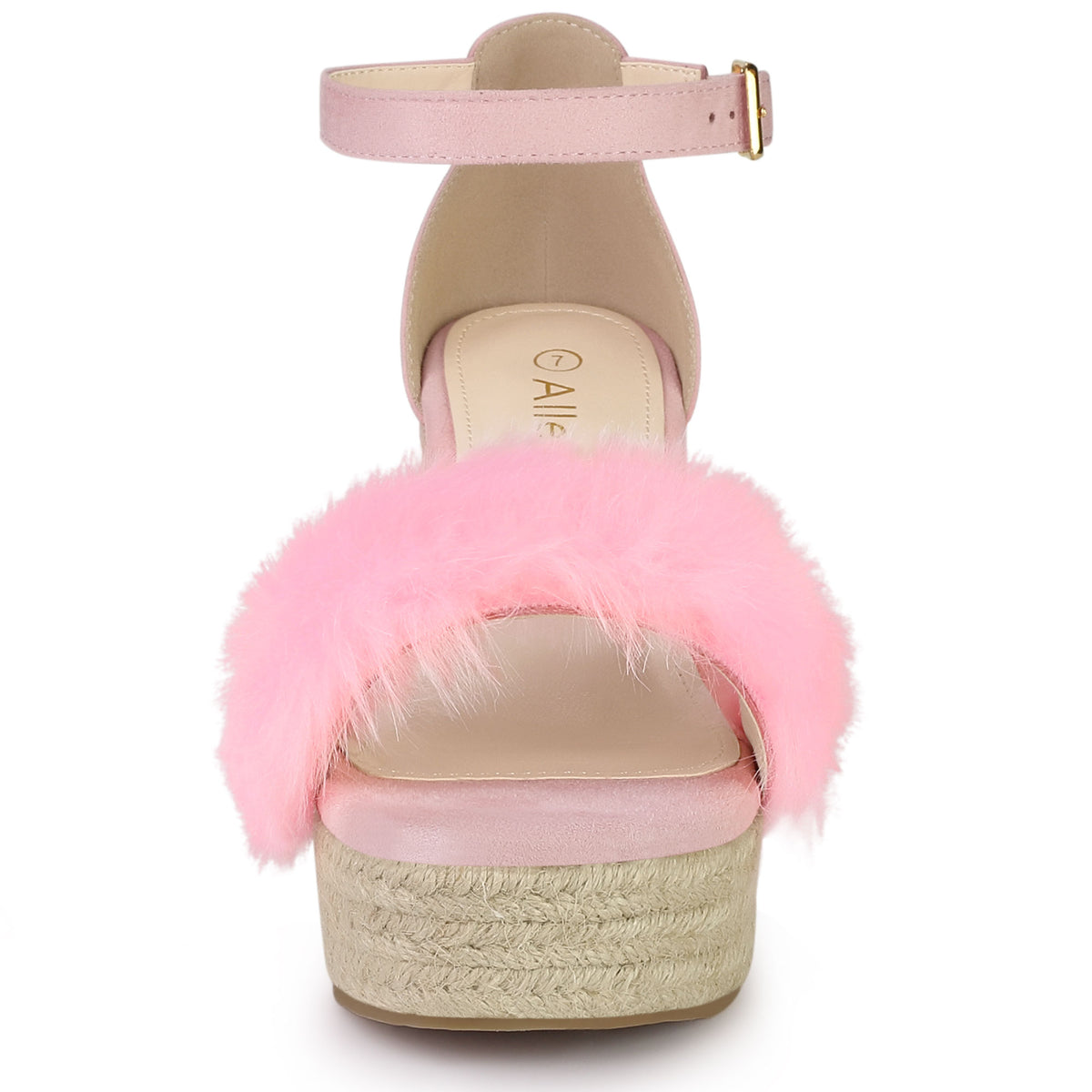 Women's Espadrille Platform Heels Faux Fur Wedge Sandals